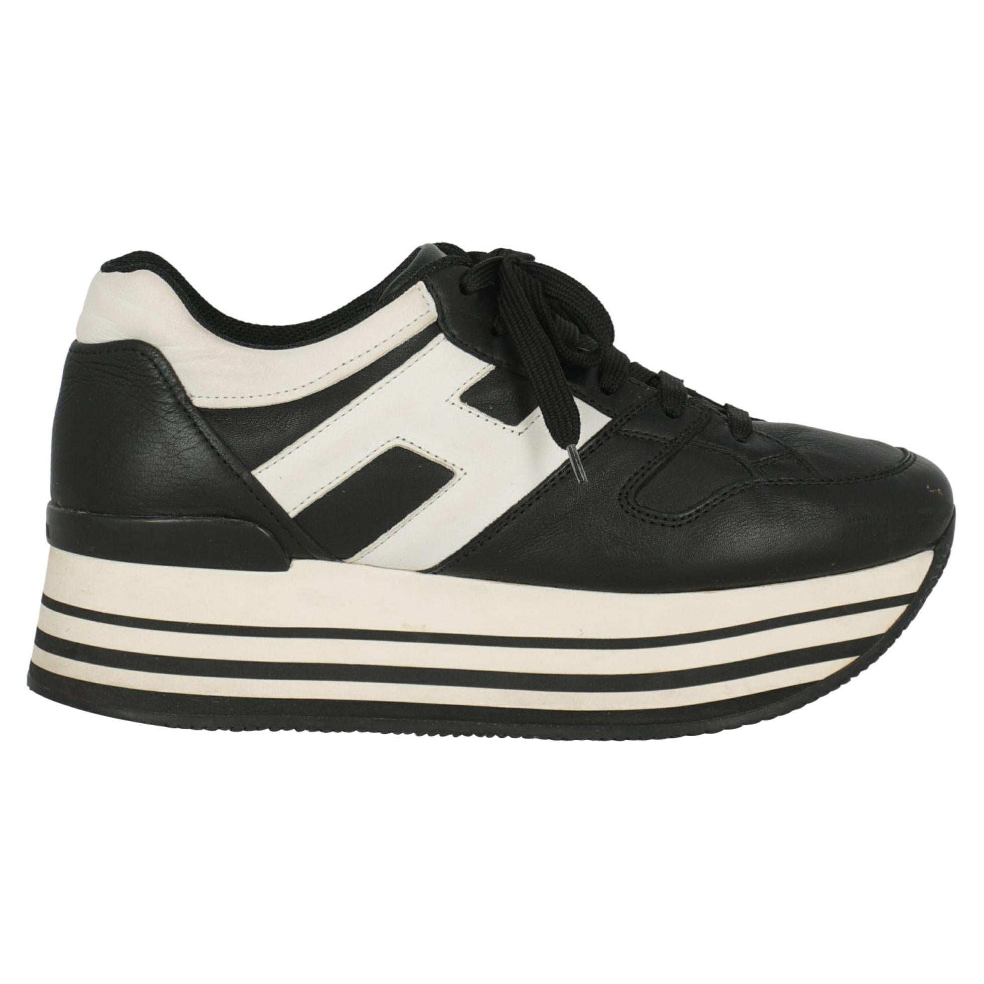 Hogan  Women   Sneakers  Black, White Leather EU 39 For Sale