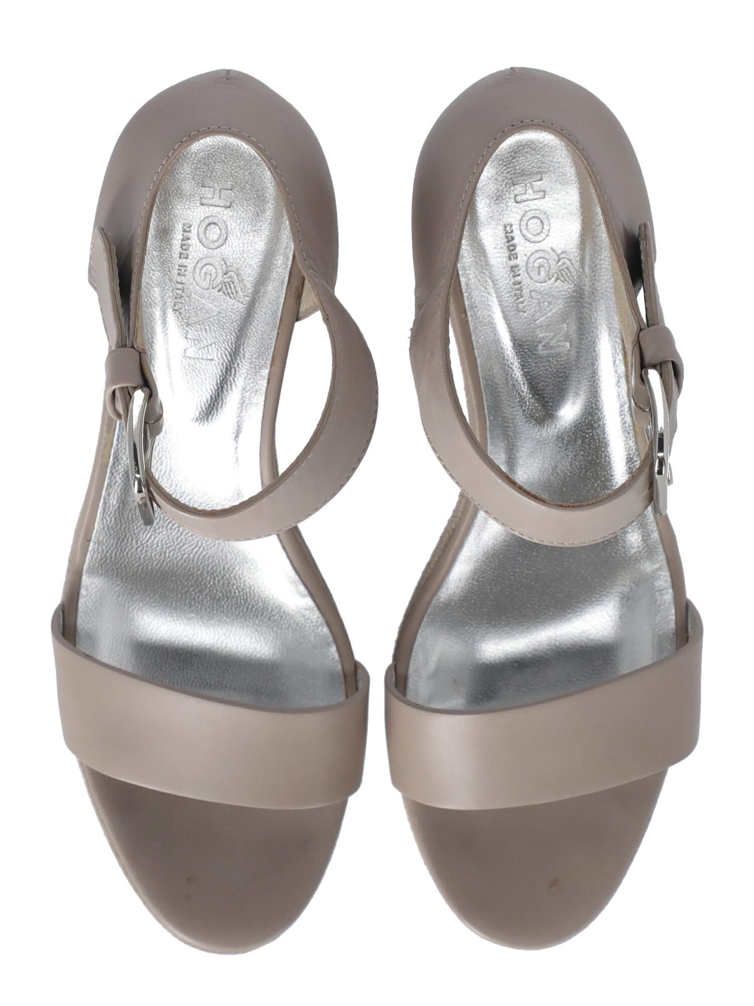 Hogan Women  Wedges Grey Leather IT 37 For Sale 1