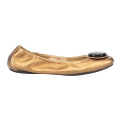 Hogan Women's Gold Leather Oversized Embellishment Ballet Flats