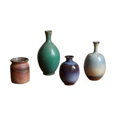 Höganäs, 4 Vases, Glazed Stoneware, Sweden, 1960s
