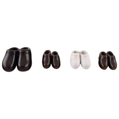 Höganäs, Collection of Four Pairs of Miniature Clogs in Ceramic, 1970s