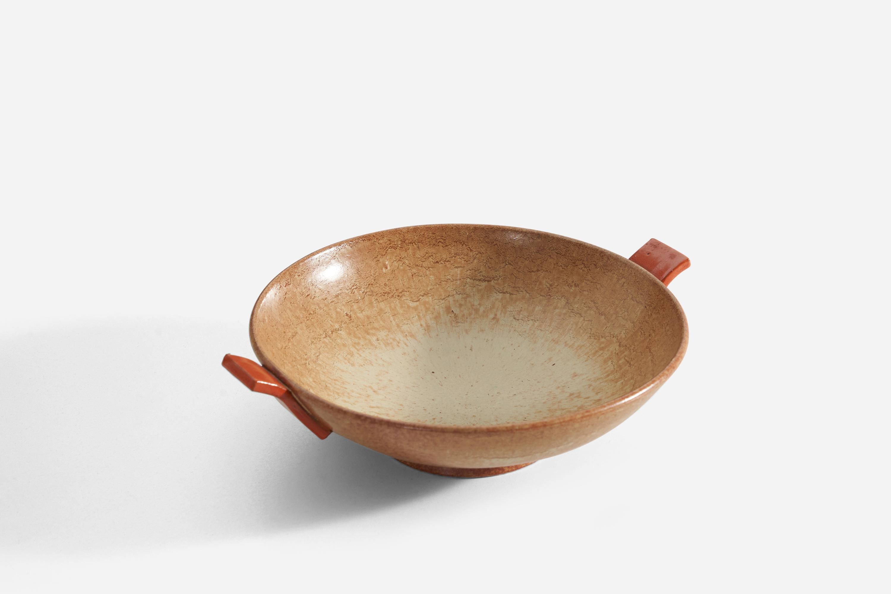 Scandinavian Modern Höganas Keramik, Bowl, Glazed Stoneware, Höganäs, Sweden, 1940s For Sale