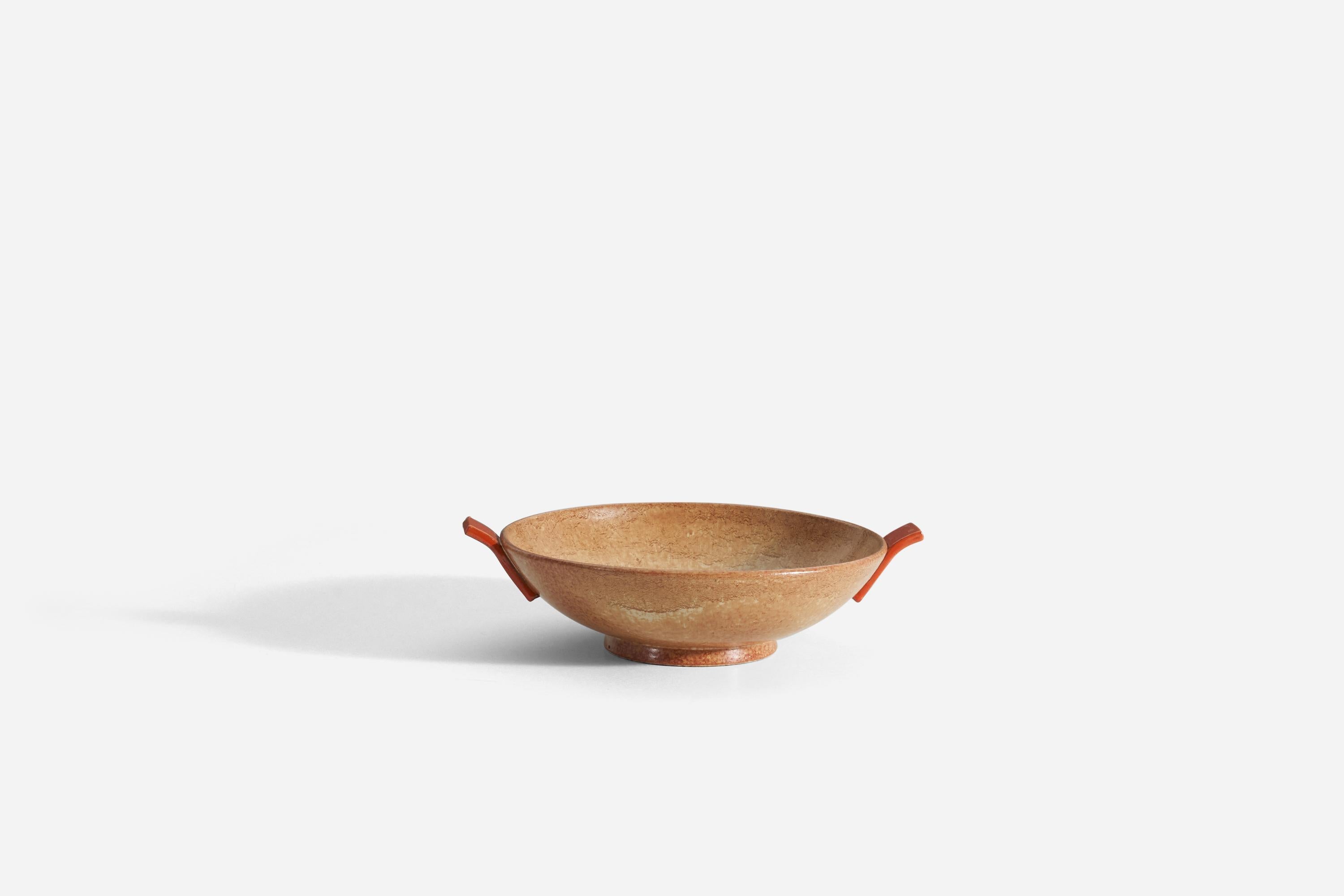 Swedish Höganas Keramik, Bowl, Glazed Stoneware, Höganäs, Sweden, 1940s For Sale