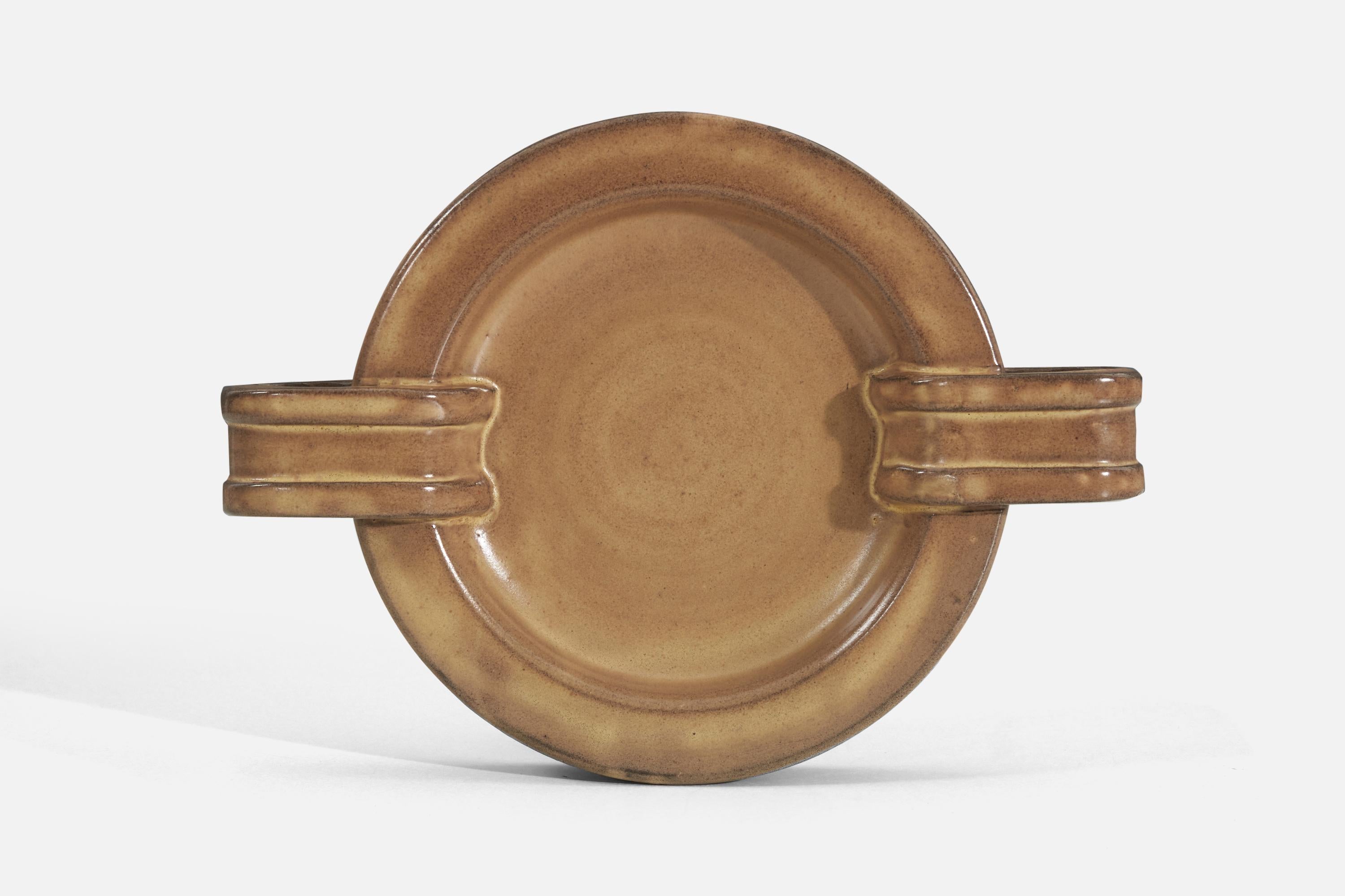 Scandinavian Modern Höganäs Keramik, Dish or Vide-Poche, Glazed Stoneware, Sweden, 1940s For Sale