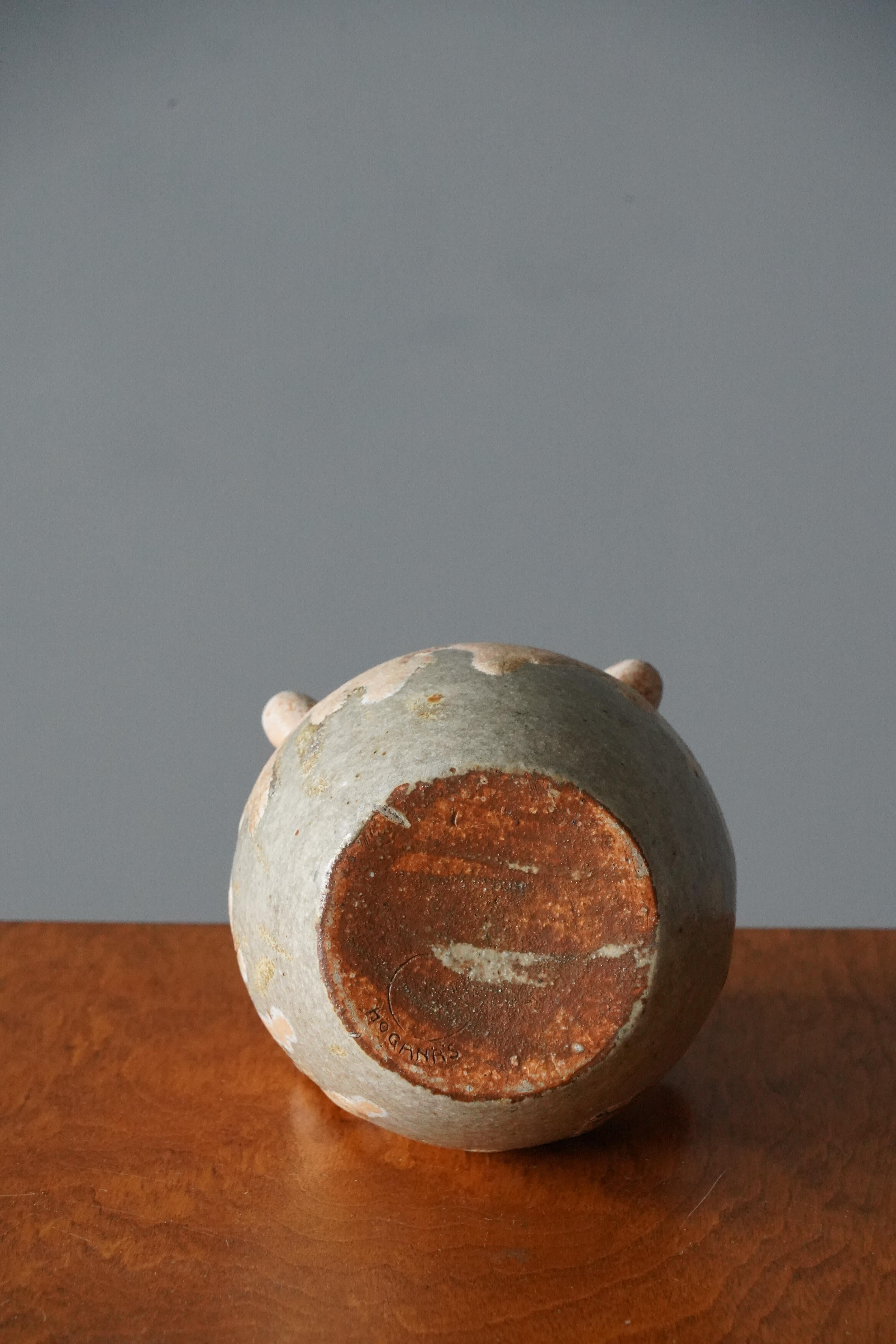 Swedish Höganas Keramik, Early Vase, Glazed Earthenware, Höganäs, Sweden, 1920s