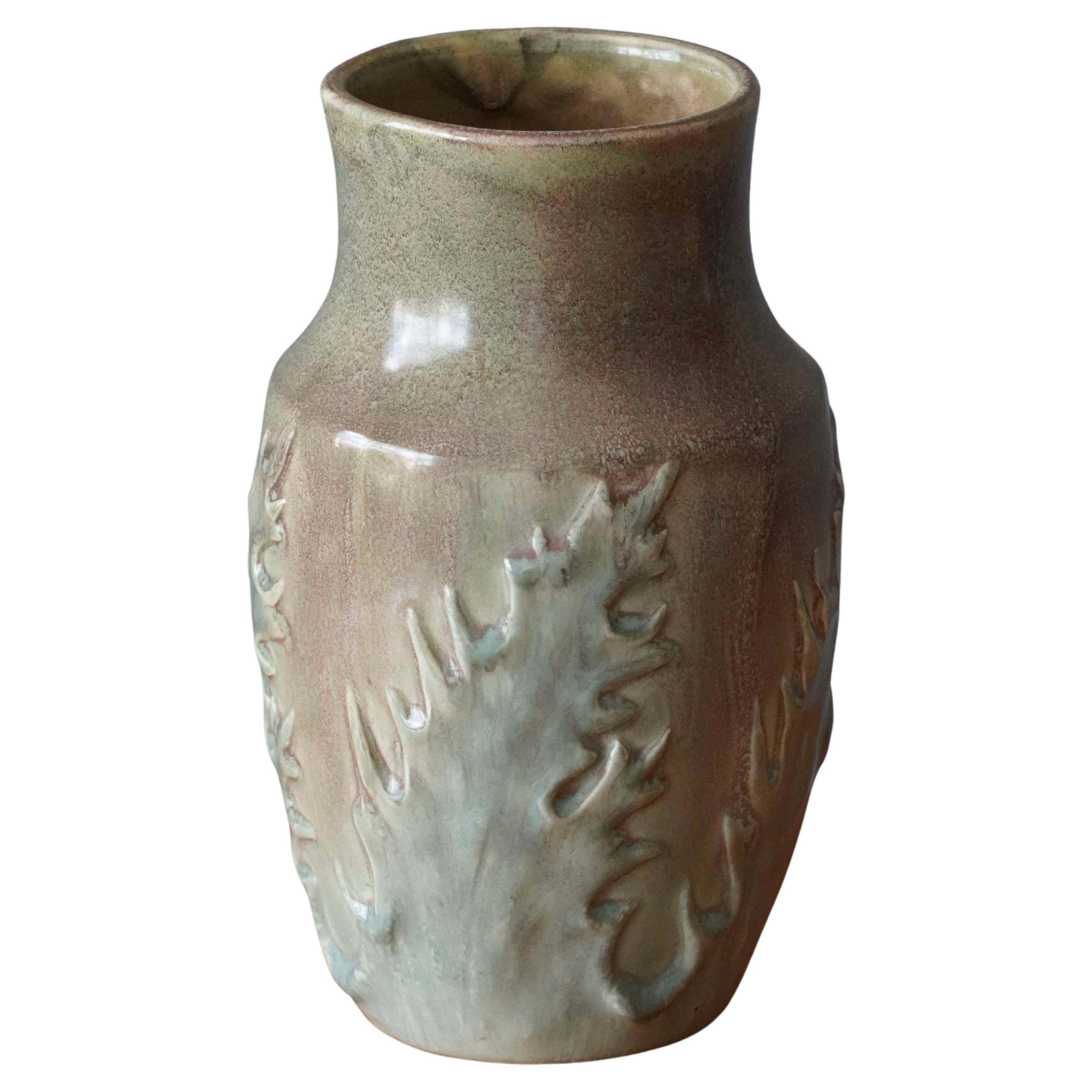 Höganas Keramik, Early Vase, Glazed Earthenware, Höganäs, Sweden, 1920s