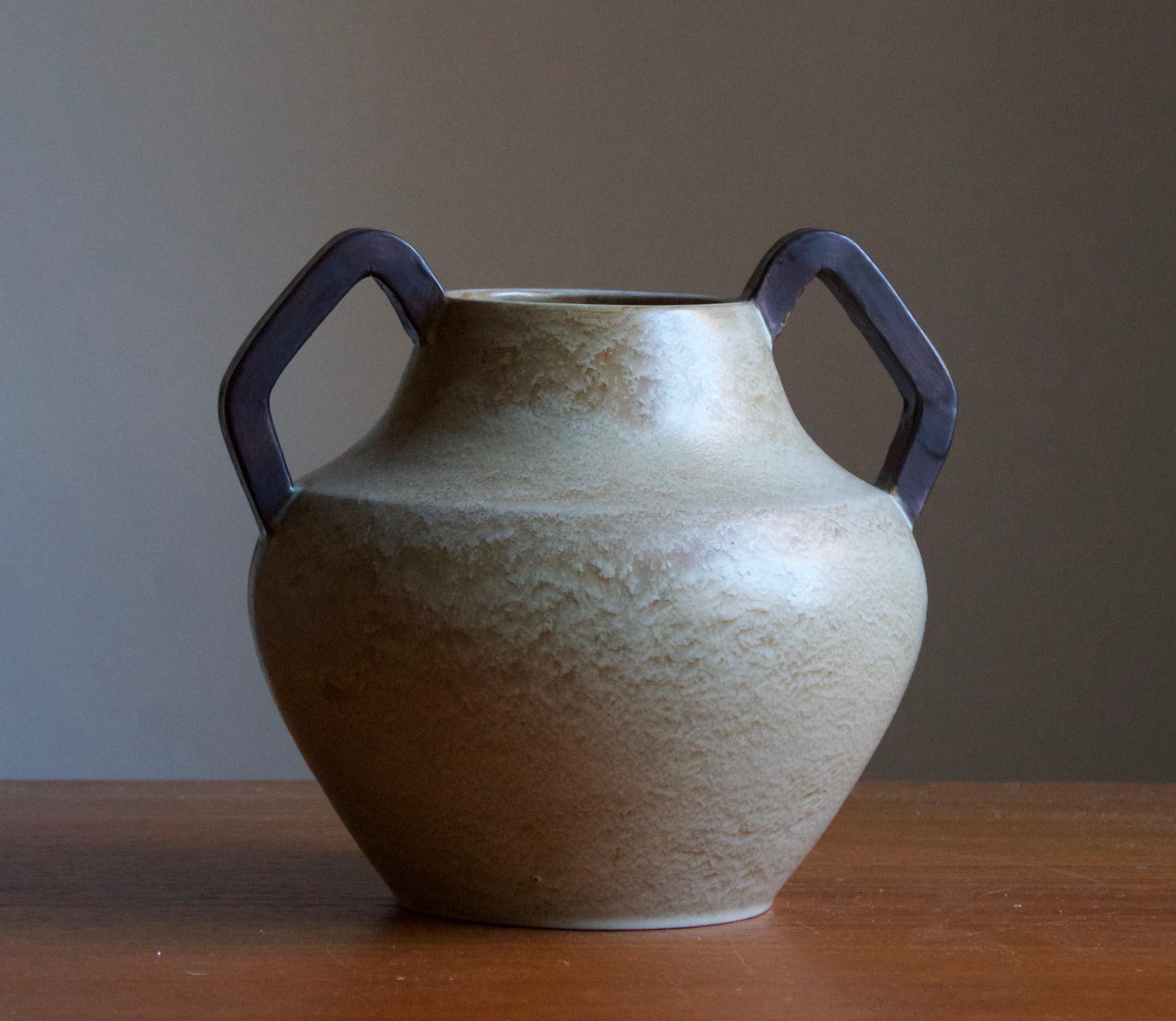 Swedish Höganäs Keramik, Early Vase, Grey Glazed Ceramic, Sweden, 1940s