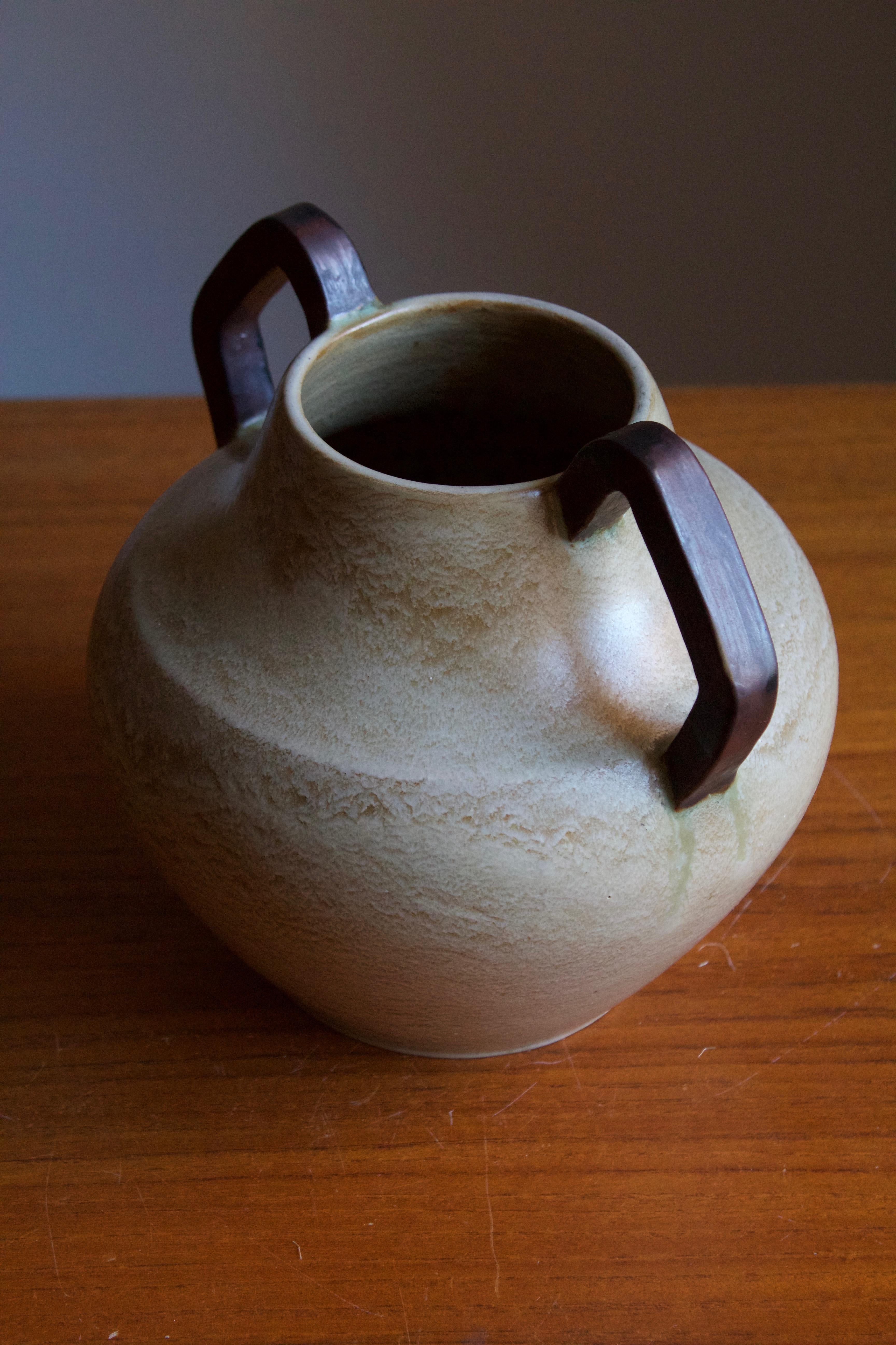 Stoneware Höganäs Keramik, Early Vase, Grey Glazed Ceramic, Sweden, 1940s