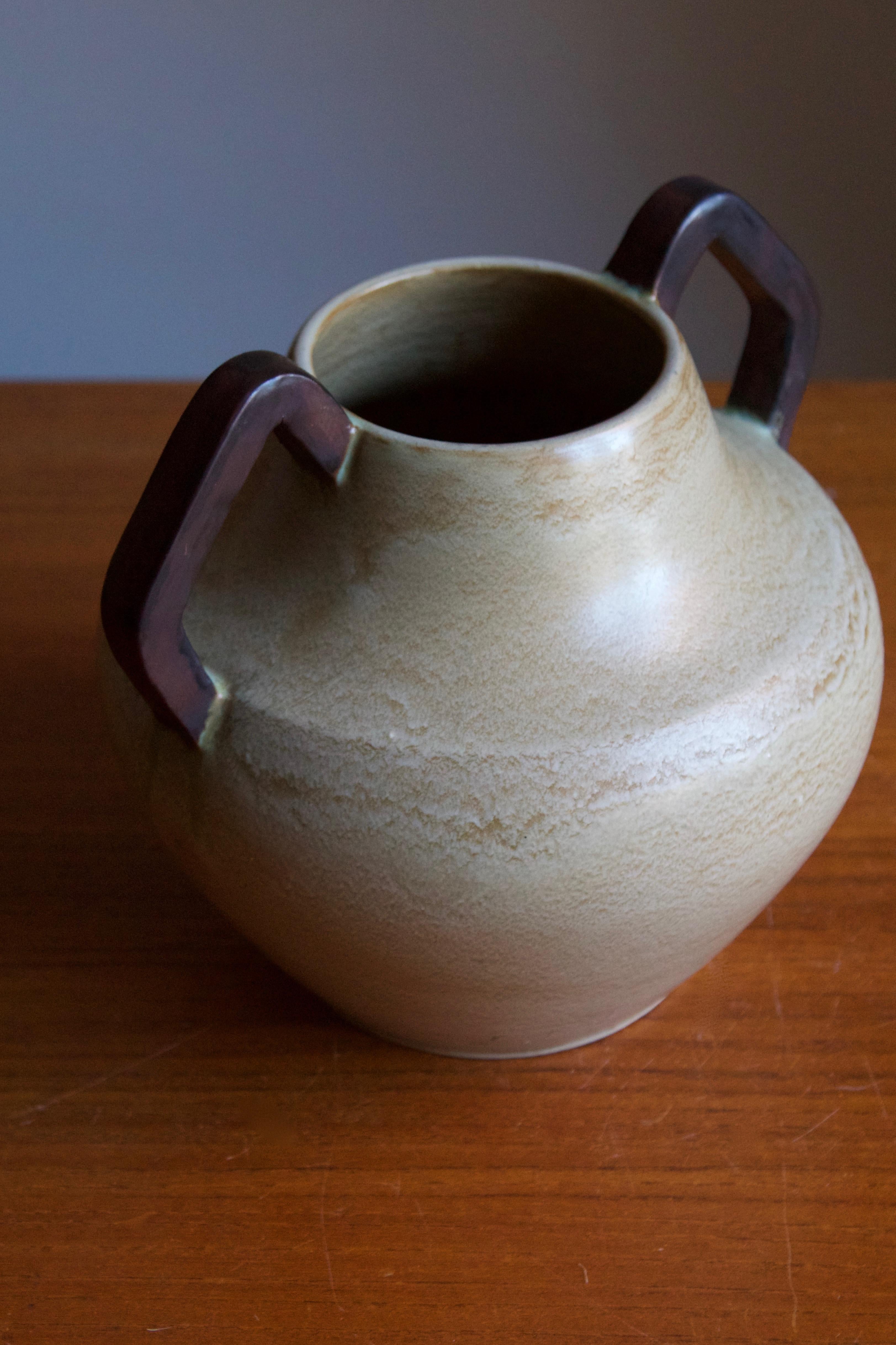 Höganäs Keramik, Early Vase, Grey Glazed Ceramic, Sweden, 1940s 1