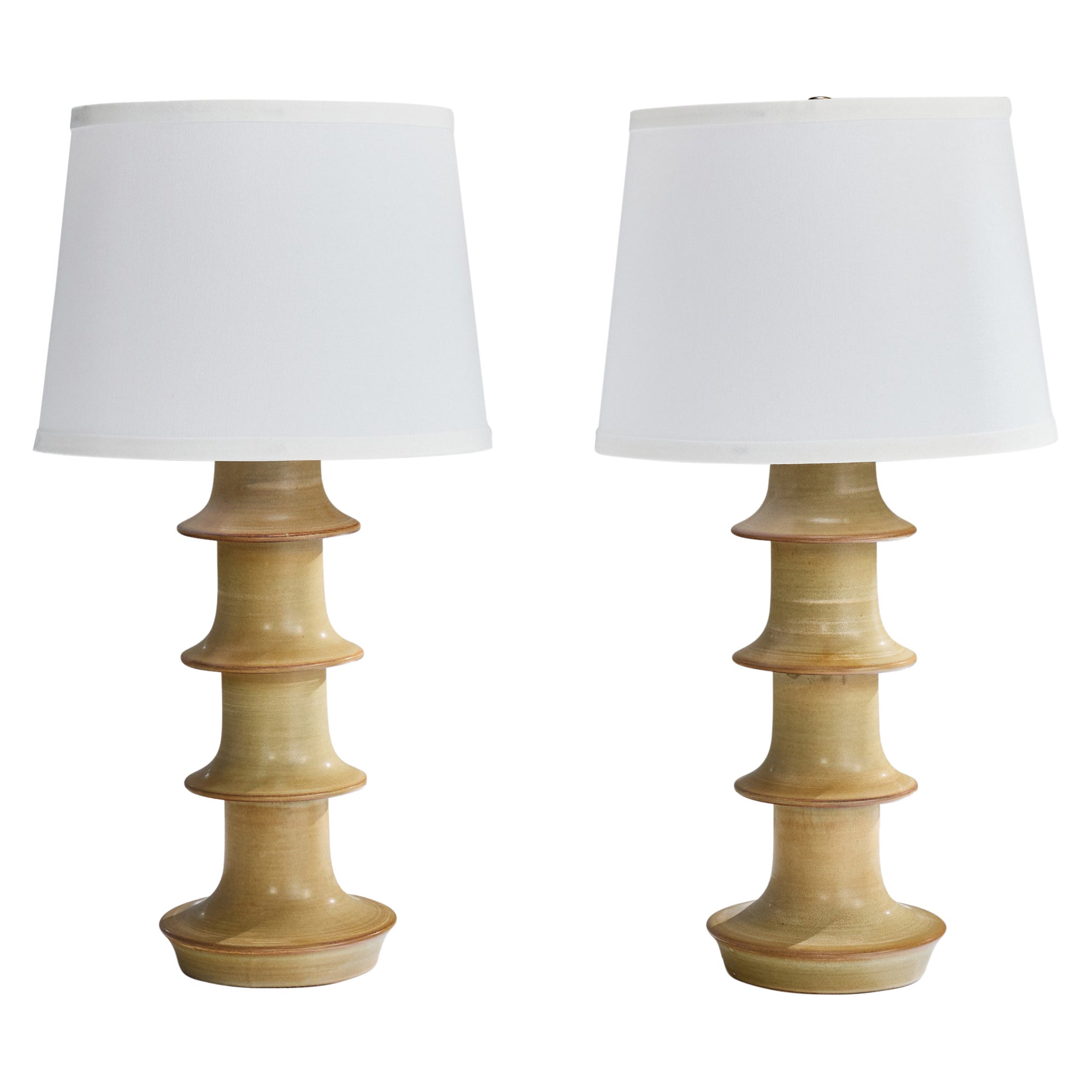 Höganäs Keramik, Table Lamps, Stoneware, Sweden, 1960s For Sale
