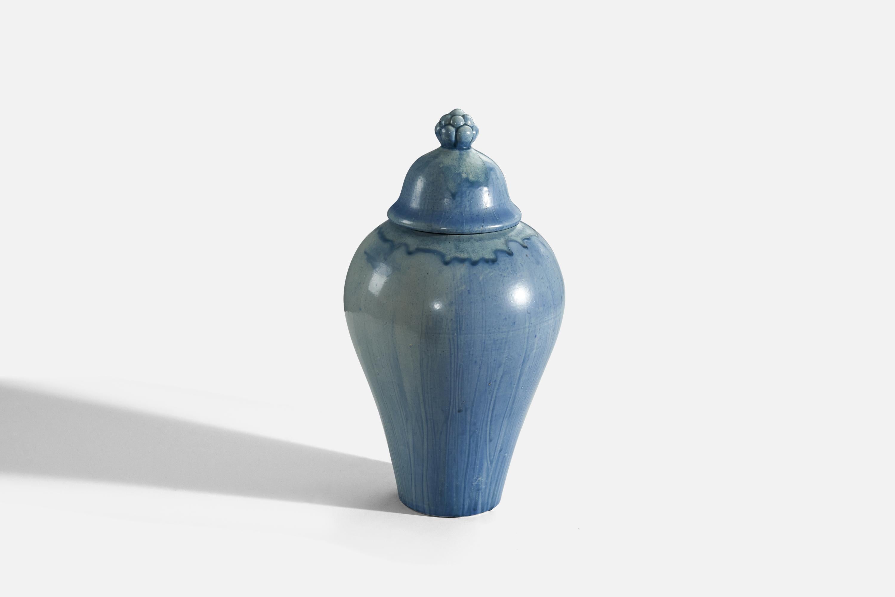 Hganas Keramik, Urne, glasiertes Steingut, Hgans, Schweden, 1940er Jahre (Skandinavische Moderne) im Angebot