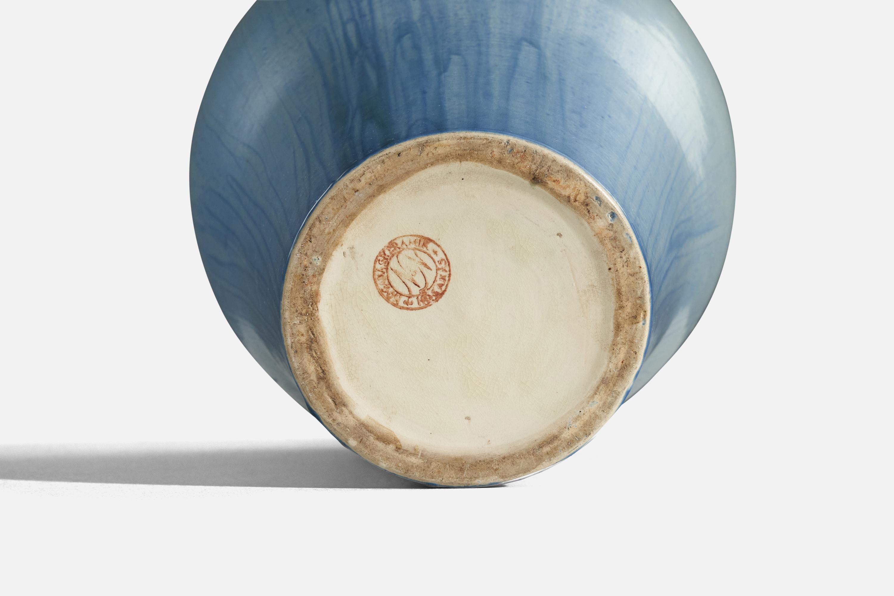 Scandinavian Modern Höganas Keramik, Urn, Glazed Stoneware, Höganäs, Sweden, 1940s