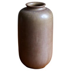 Höganäs Keramik, Vase, Brown Glazed Stoneware, Sweden, 1960s