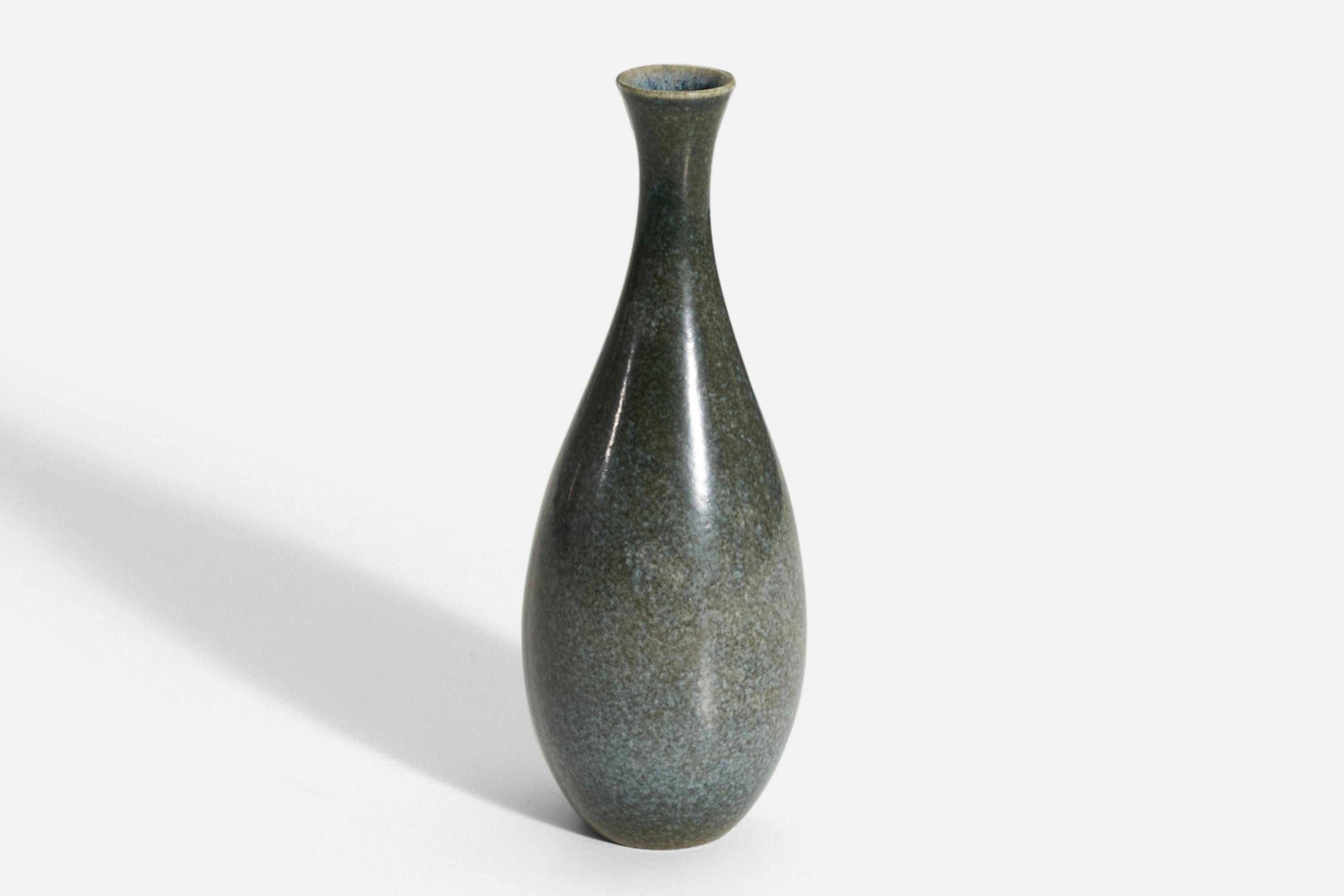 Swedish Höganas Keramik, Vase, Glazed Stoneware, Höganäs, Sweden, 1940s For Sale