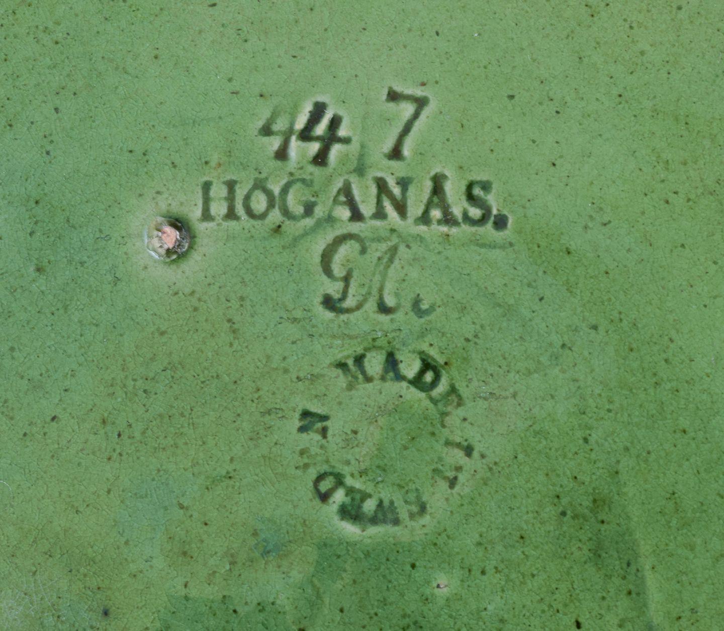20th Century Höganäs, Sweden, Art Nouveau ceramic dish. Leaves in relief. Early 20th C. For Sale