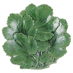 Höganäs, Sweden, Art Nouveau ceramic dish. Leaves in relief. Early 20th C.
