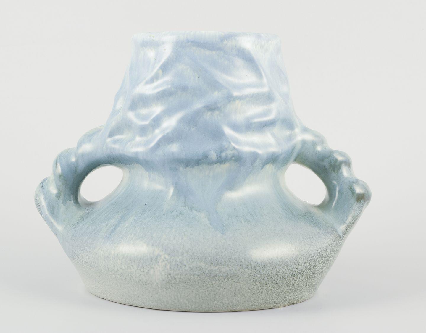 PRE-OWNED GOODS ARE EXEMPT FROM IMPORT TARIFFS FOR U.S., UK, AUSTRALIAN & CANADIAN CUSTOMERS.   
THEREFORE, NO IMPORT TARIFFS WILL BE APPLICABLE TO YOUR PURCHASE. 

Höganäs, Sweden. Large Art Nouveau ceramic vase with two handles.
Glaze in