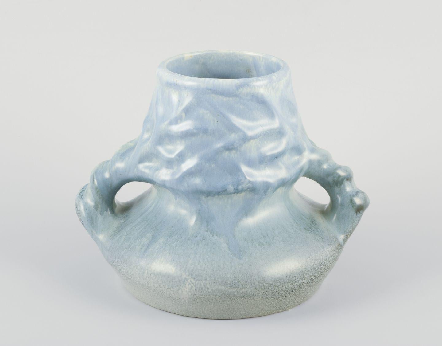 Swedish Höganäs, Sweden. Large Art Nouveau ceramic vase with two handles. Approx. 1900 For Sale