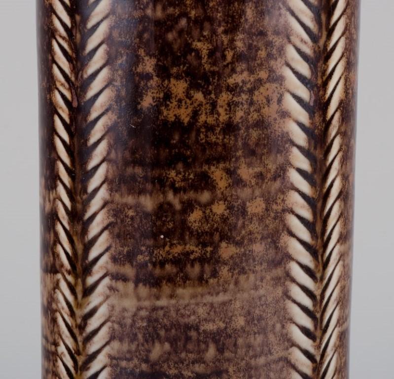 Glazed Höganäs, Sweden. Large unique ceramic vase. Modernist design. 1960s/70s. For Sale