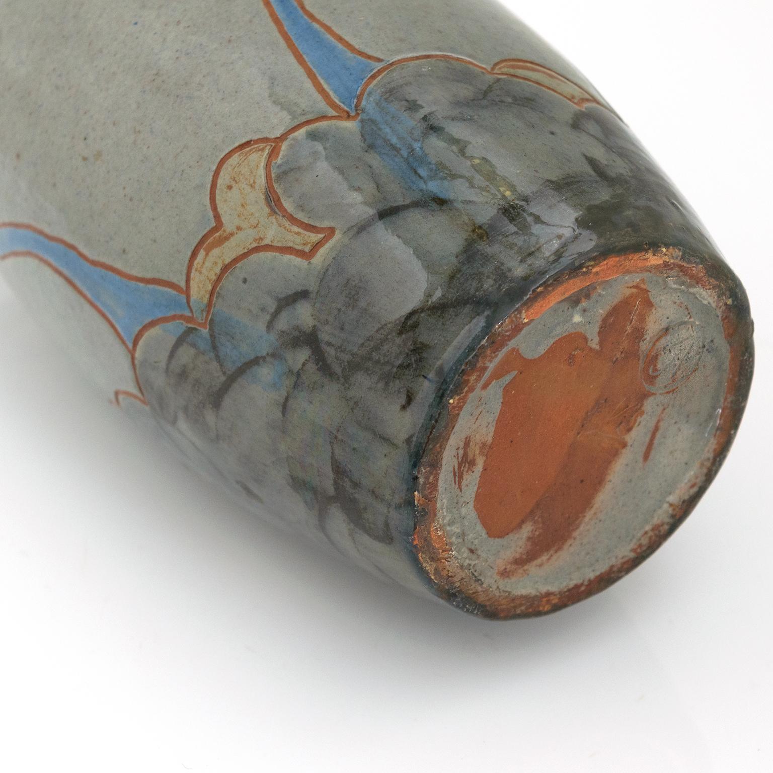 Hoganas, Swedish Art Nouveau Ceramic Vase, Circa 1910 For Sale 5