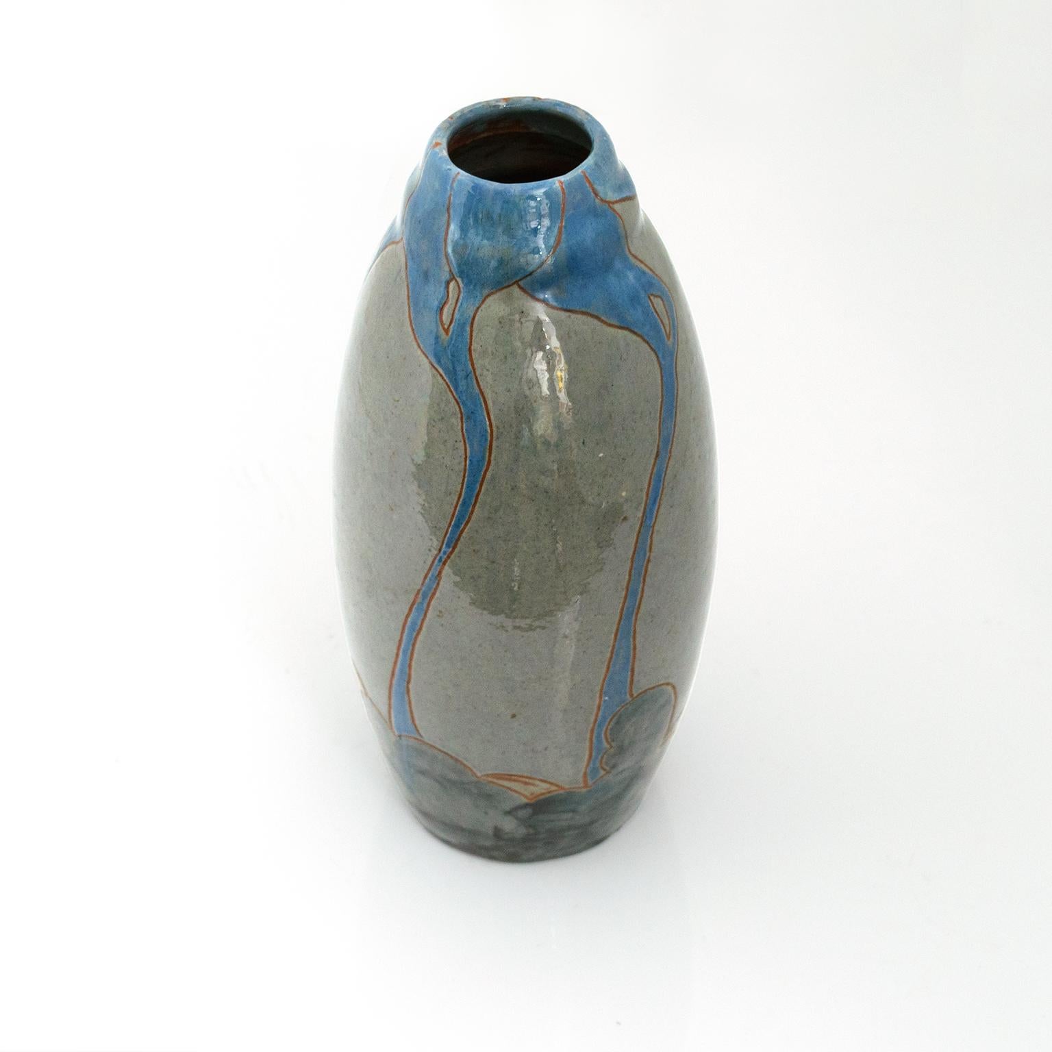 20th Century Hoganas, Swedish Art Nouveau Ceramic Vase, Circa 1910 For Sale