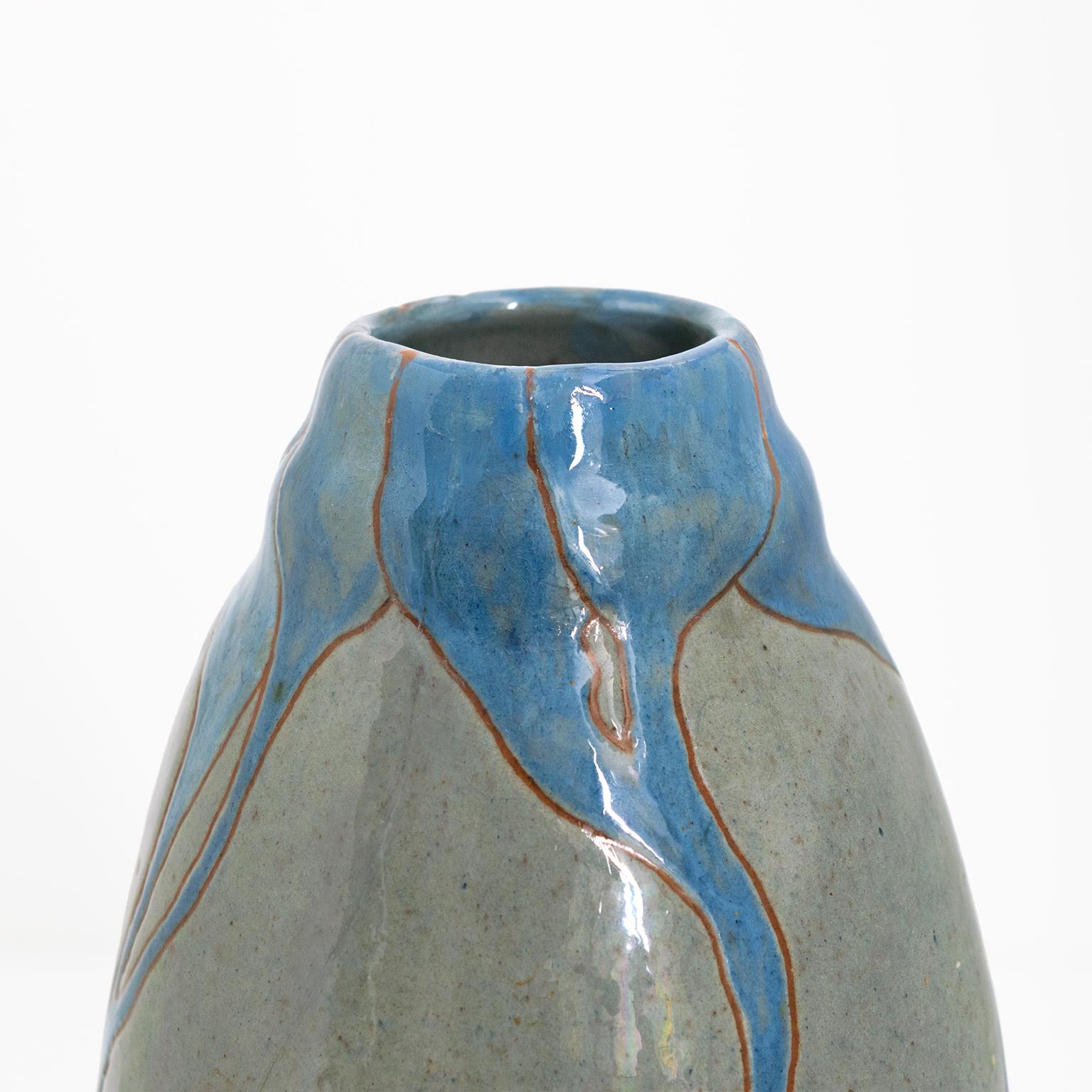 Hoganas, Swedish Art Nouveau Ceramic Vase, Circa 1910 For Sale 1