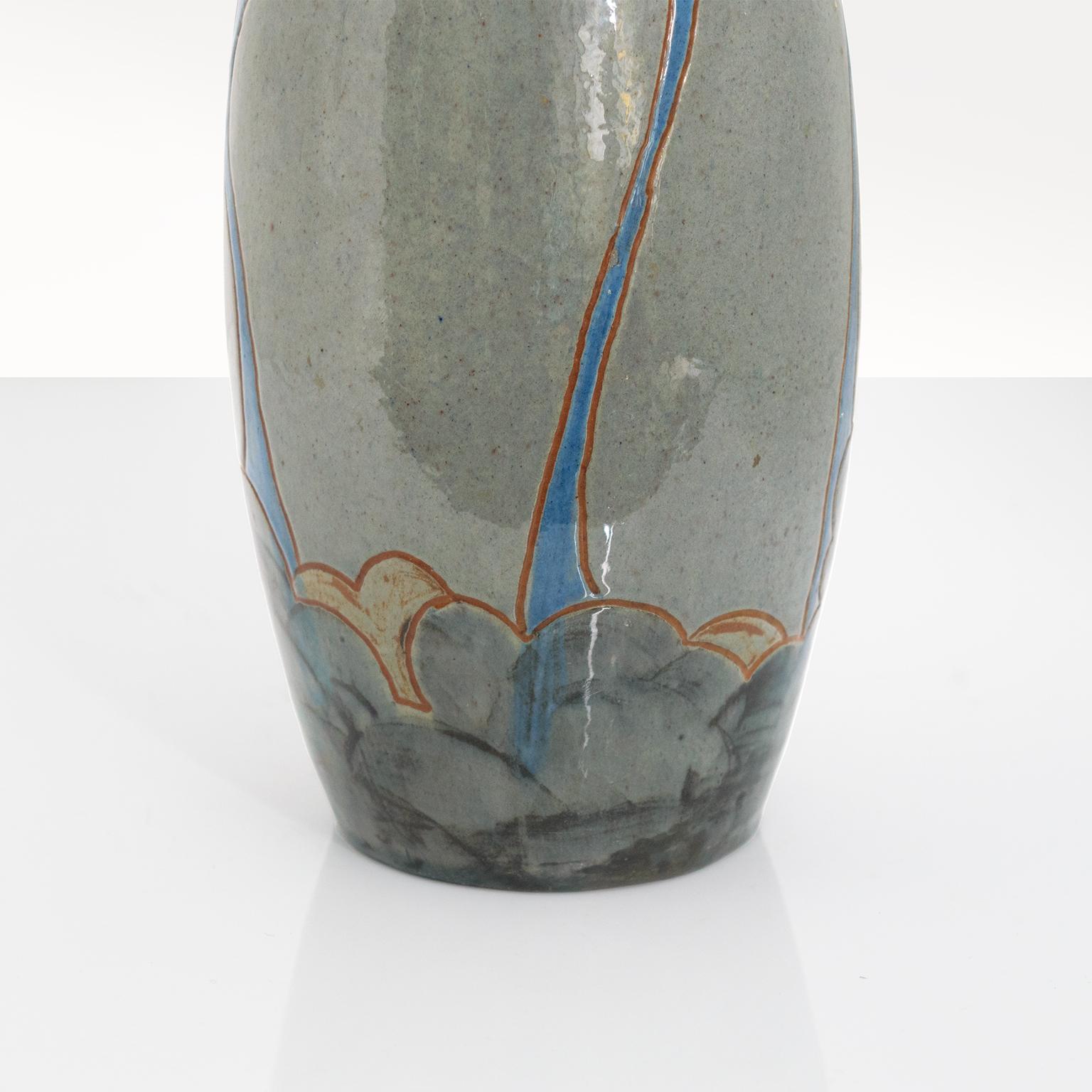 Hoganas, Swedish Art Nouveau Ceramic Vase, Circa 1910 For Sale 2