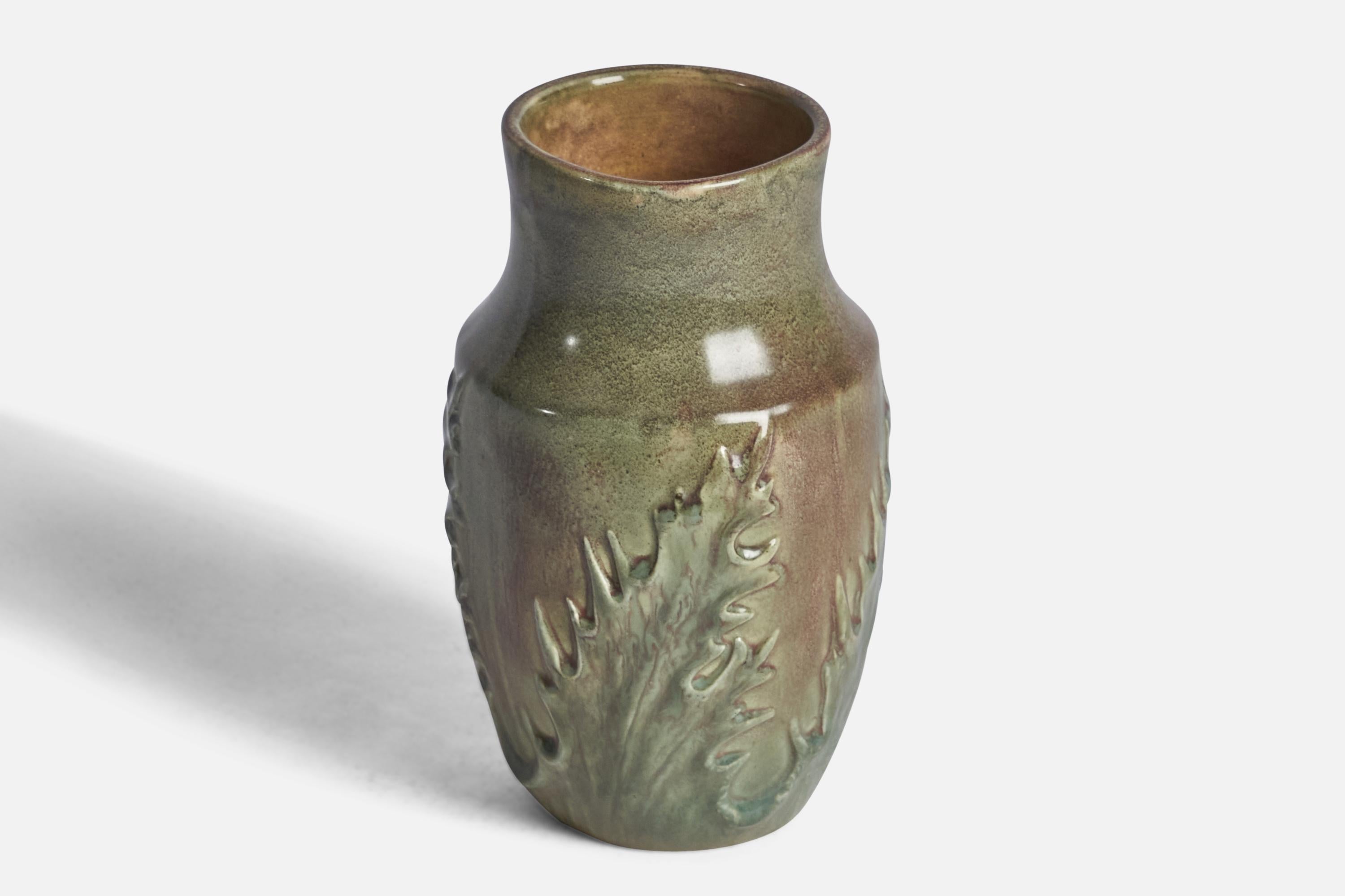 Art Nouveau Höganäs, Vase, Stoneware, Sweden, 1920s For Sale