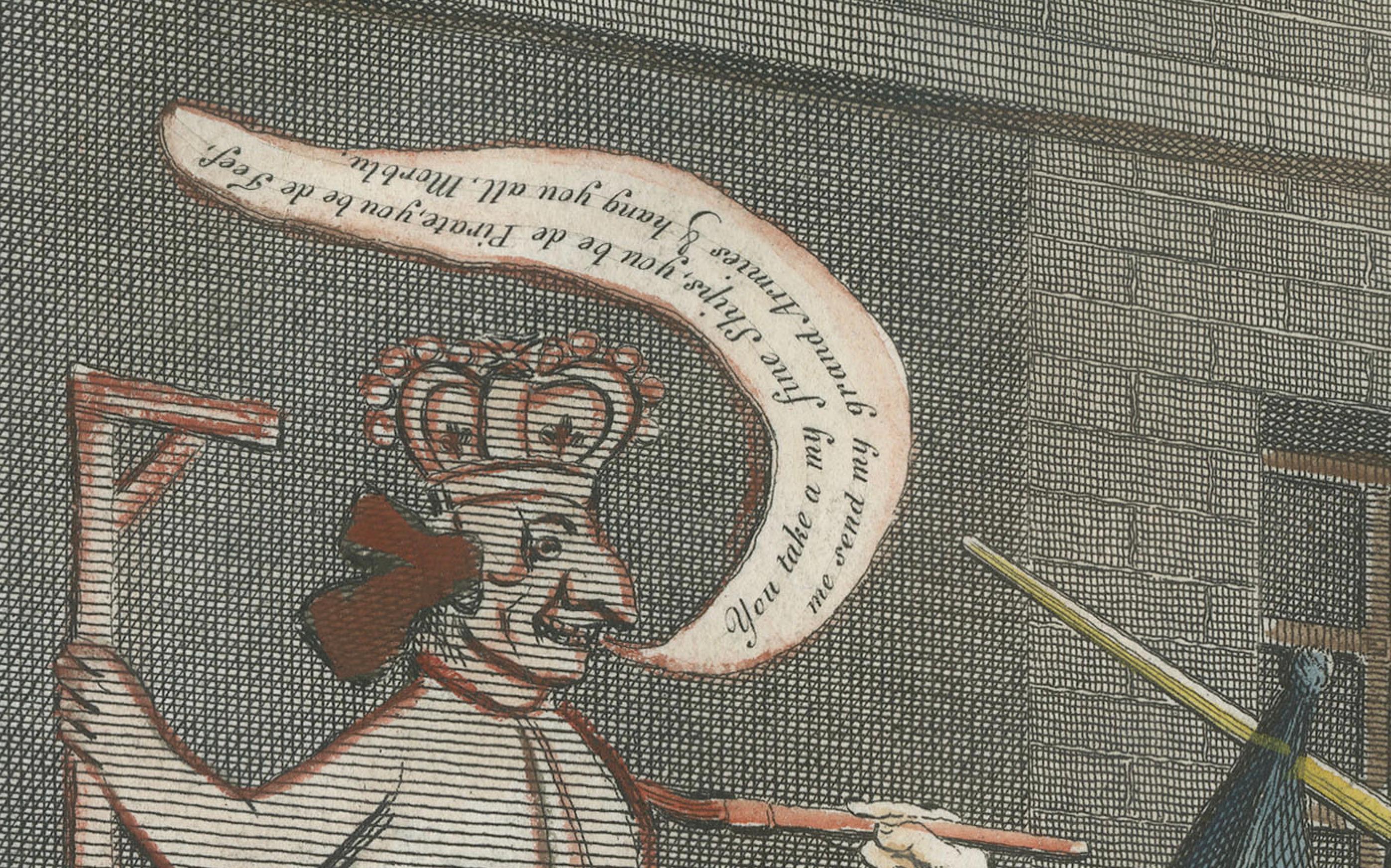 Gravure satirique de Hogarth datant de 1756 en Angleterre : Un chef-d'œuvre patriotique, publié en 1799 Bon état - En vente à Langweer, NL