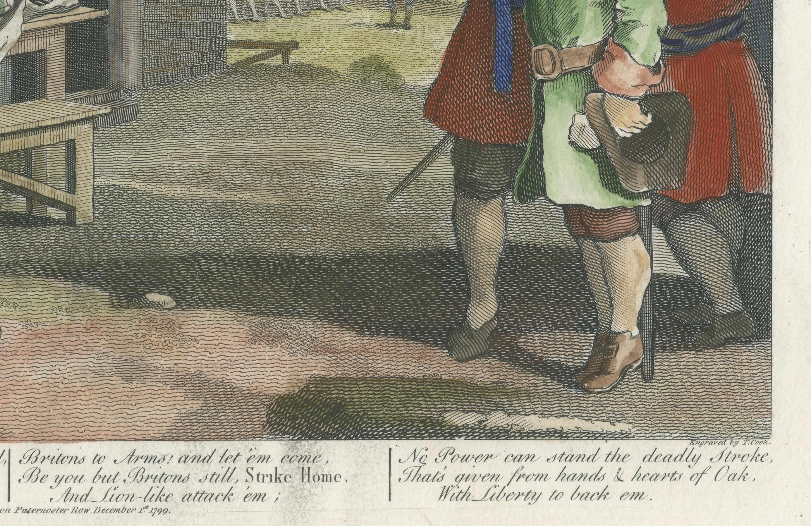 Papier Gravure satirique de Hogarth datant de 1756 en Angleterre : Un chef-d'œuvre patriotique, publié en 1799 en vente