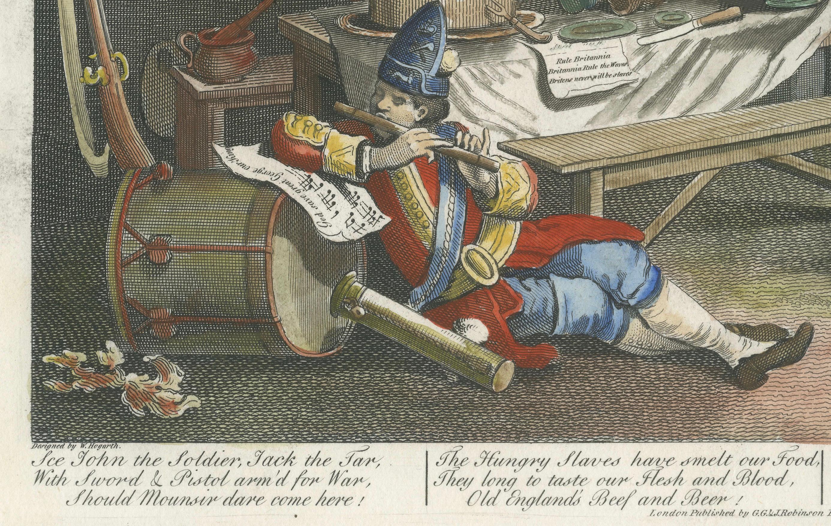Gravure satirique de Hogarth datant de 1756 en Angleterre : Un chef-d'œuvre patriotique, publié en 1799 en vente 1