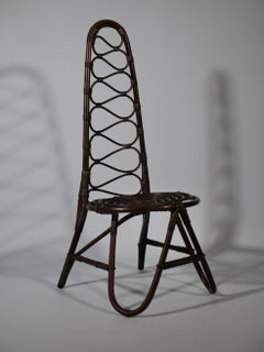 Hoher Mid-Century Bambus Stuhl Von Dirk Van Sliedrecht Für Rohe Noordwolde, 50er
