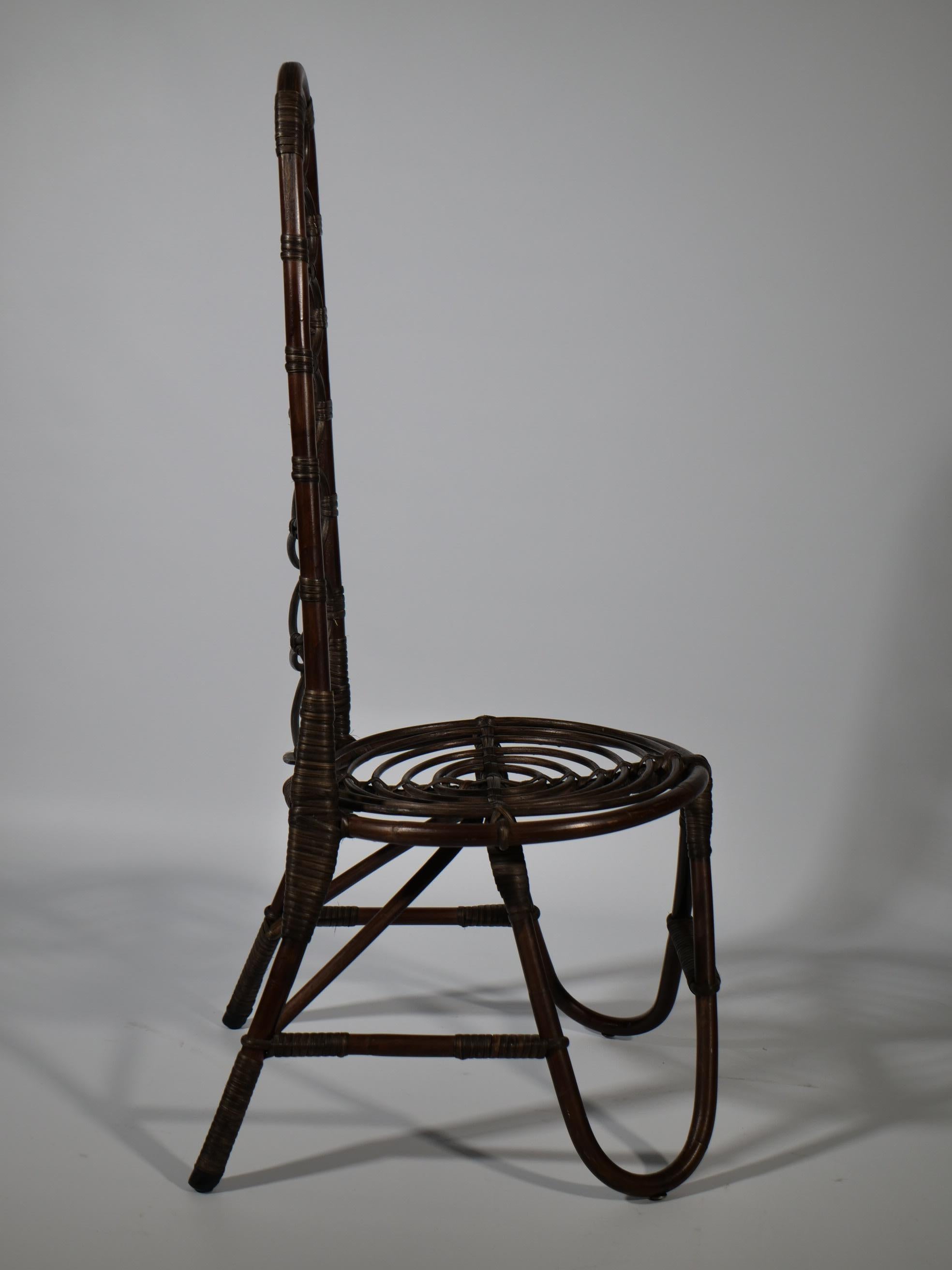 Hand-Crafted Hoher Mid-Century Bambus Stuhl Von Dirk Van Sliedrecht Für Rohe Noordwolde, 50er For Sale