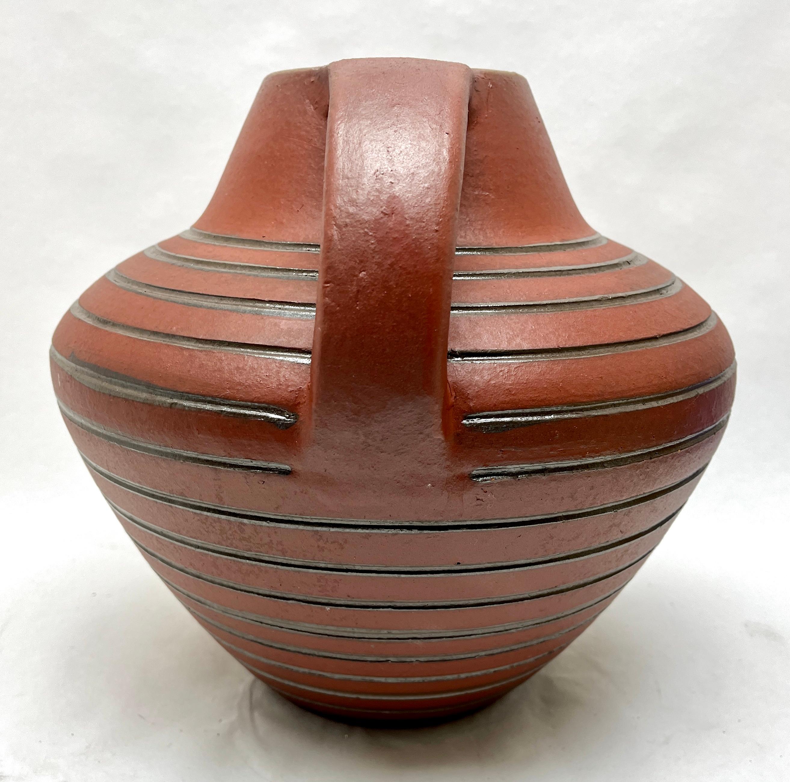 Mid-Century Modern Höhr Vintage, Ceramic Vase with Handle Marked 741/24 W Germany For Sale