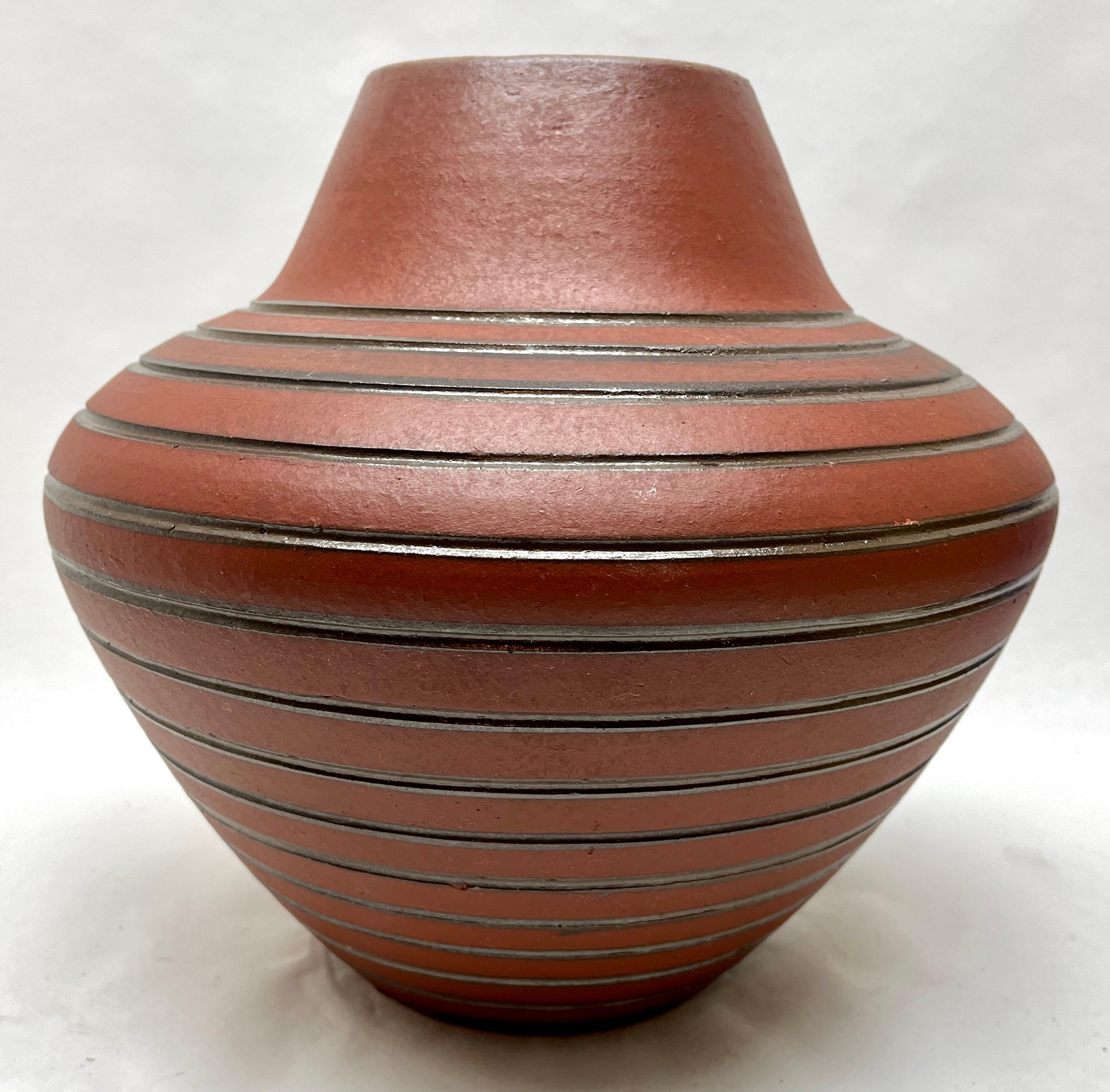 Glazed Höhr Vintage, Ceramic Vase with Handle Marked 741/24 W Germany For Sale