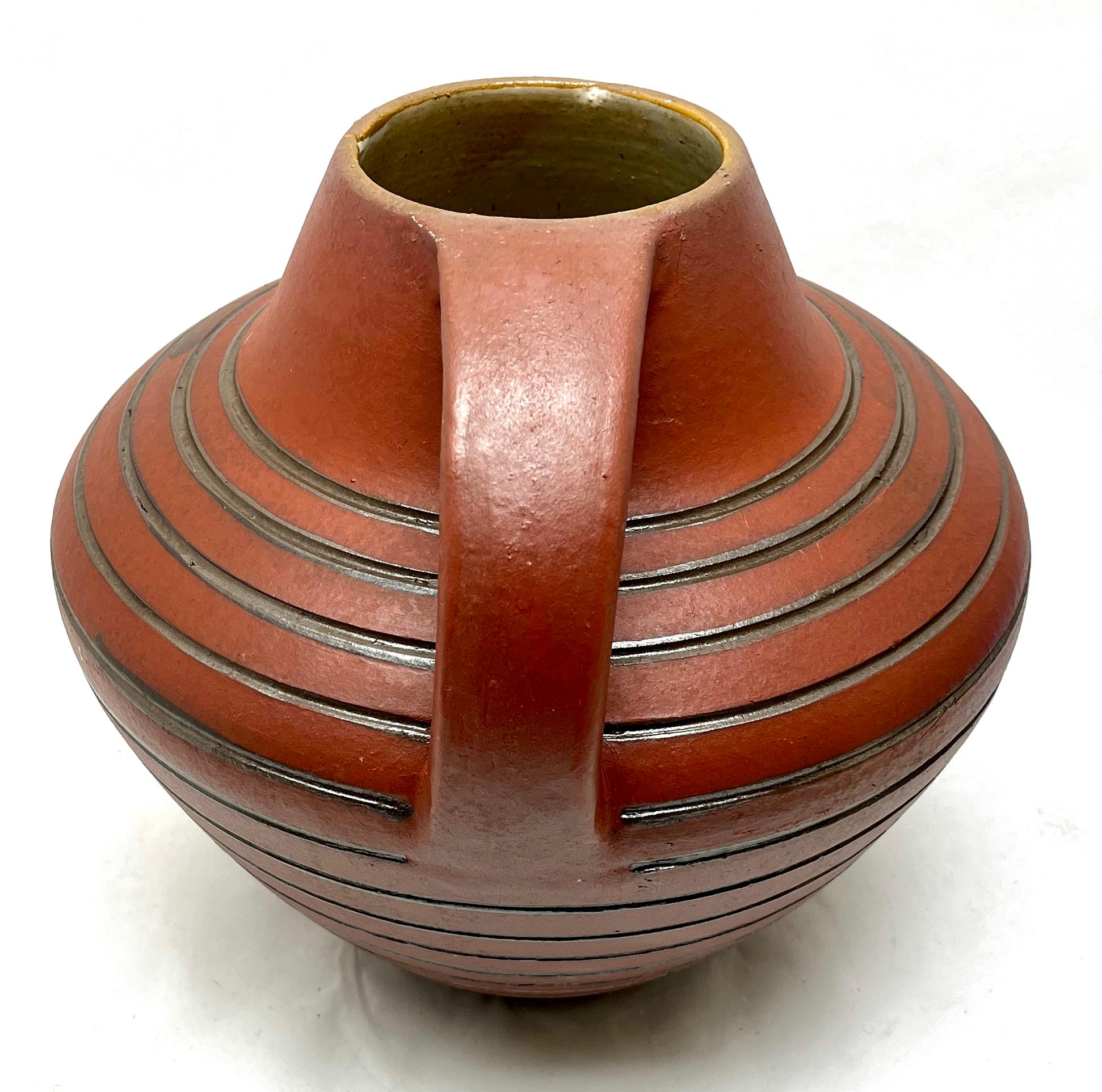 Höhr Vintage, Keramikvase mit Henkel Markiert 741/24 W Deutschland im Angebot 2
