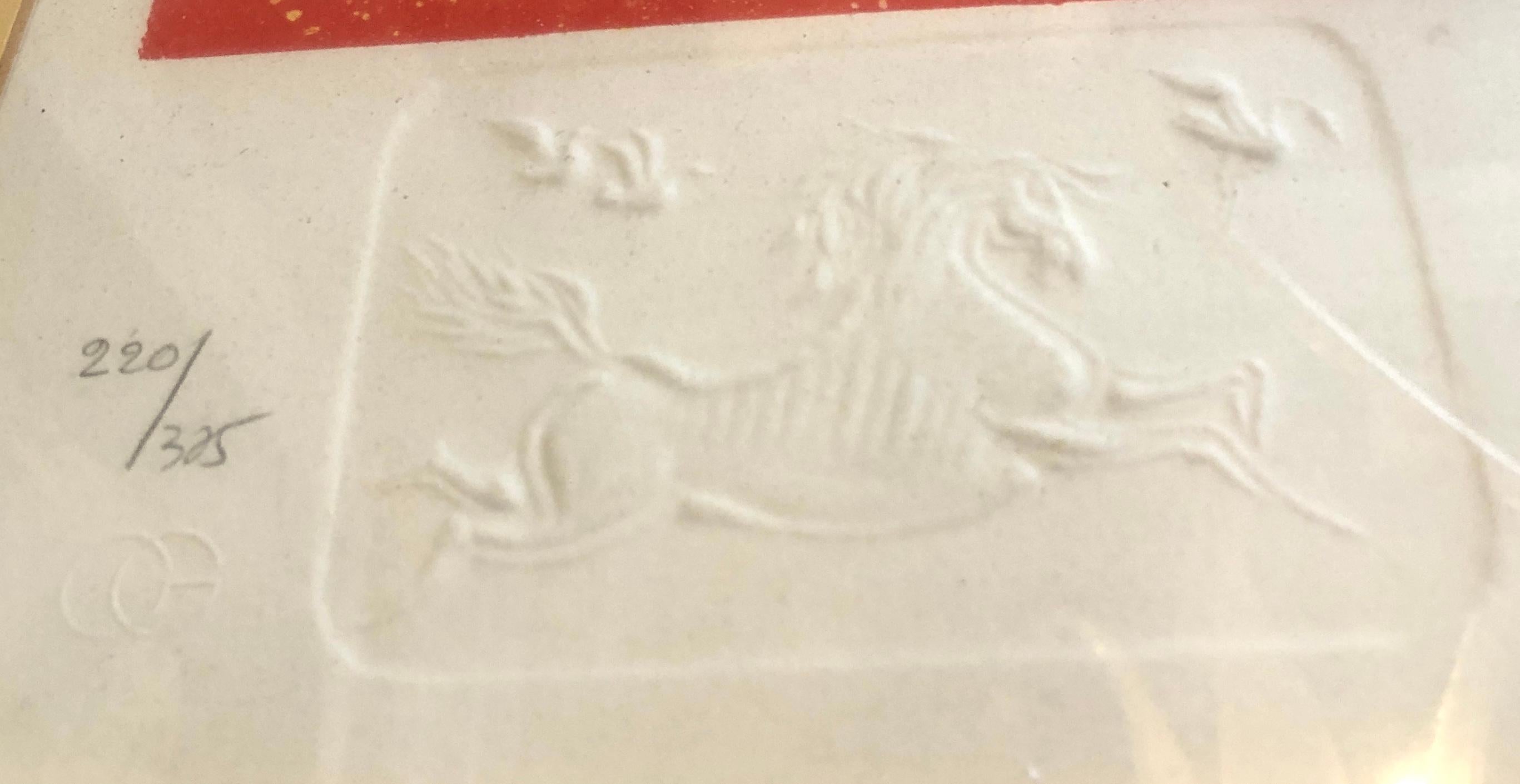 Litografia sul cavallo di Hoi Lebadang, stampa firmata dall'artista in edizione limitata in vendita 4