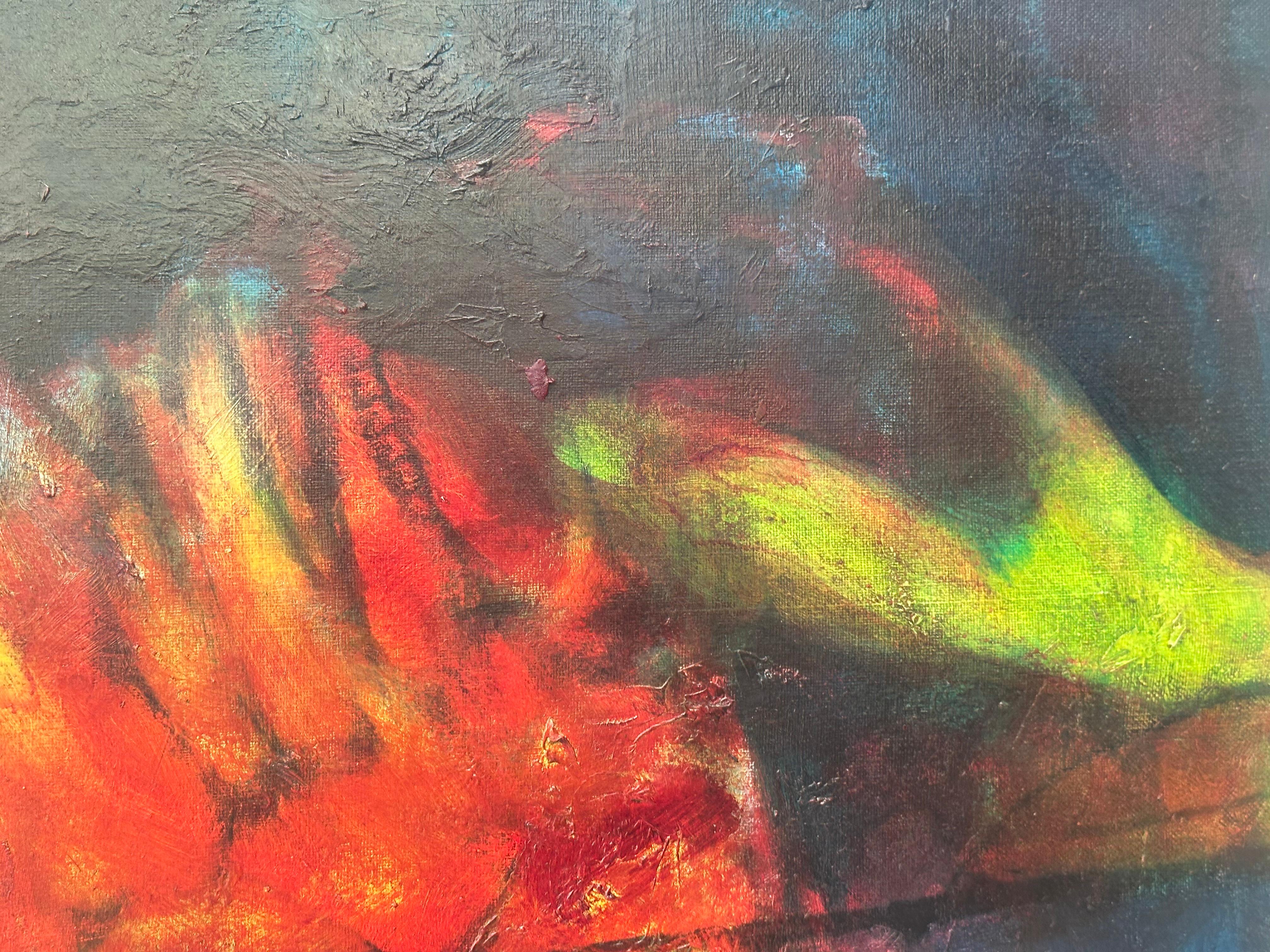 Mid-century Abstract Expressionist painting - Painting by Hoi Lebadang