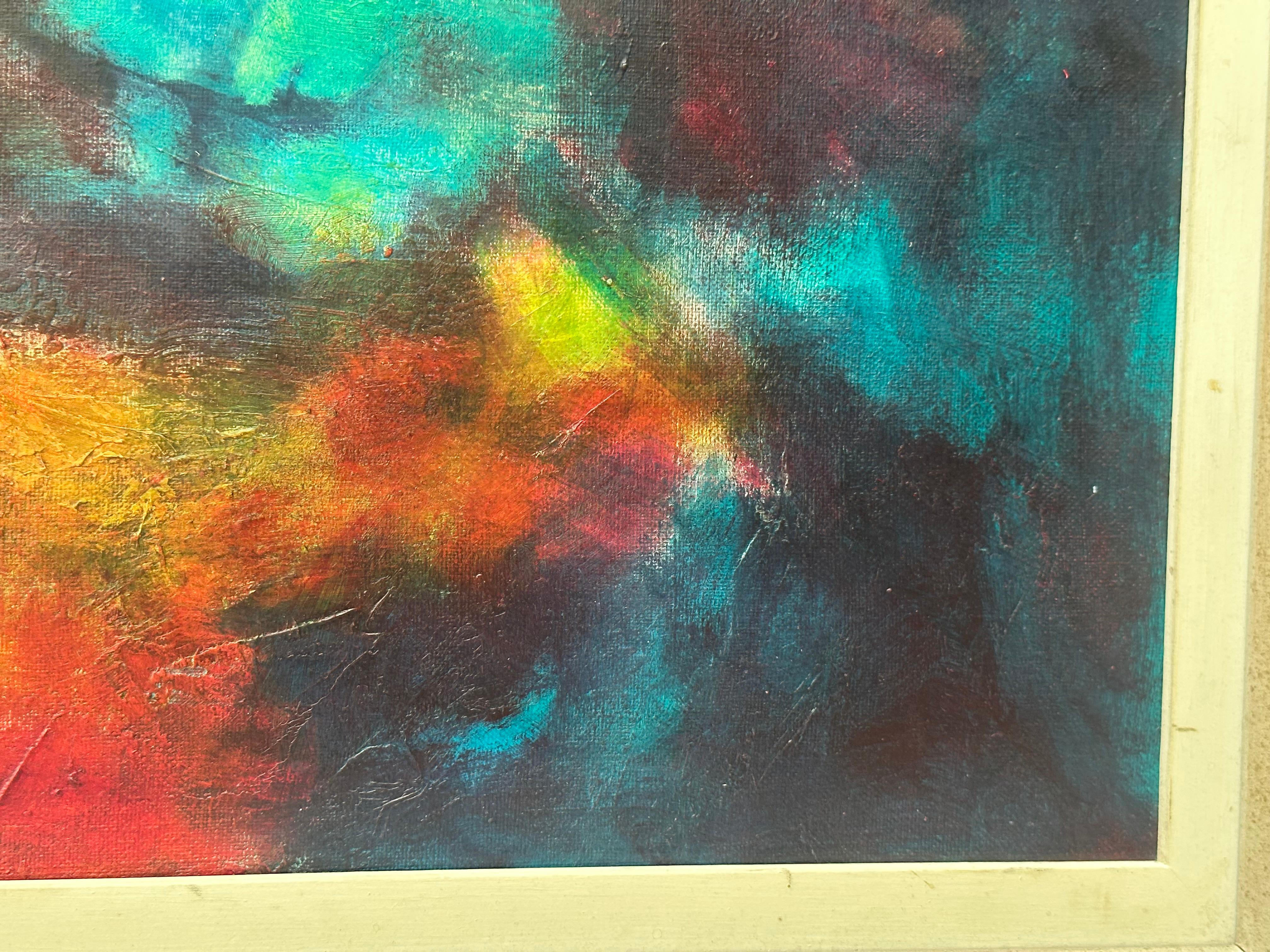 Mid-century Abstract Expressionist painting - Brown Abstract Painting by Hoi Lebadang