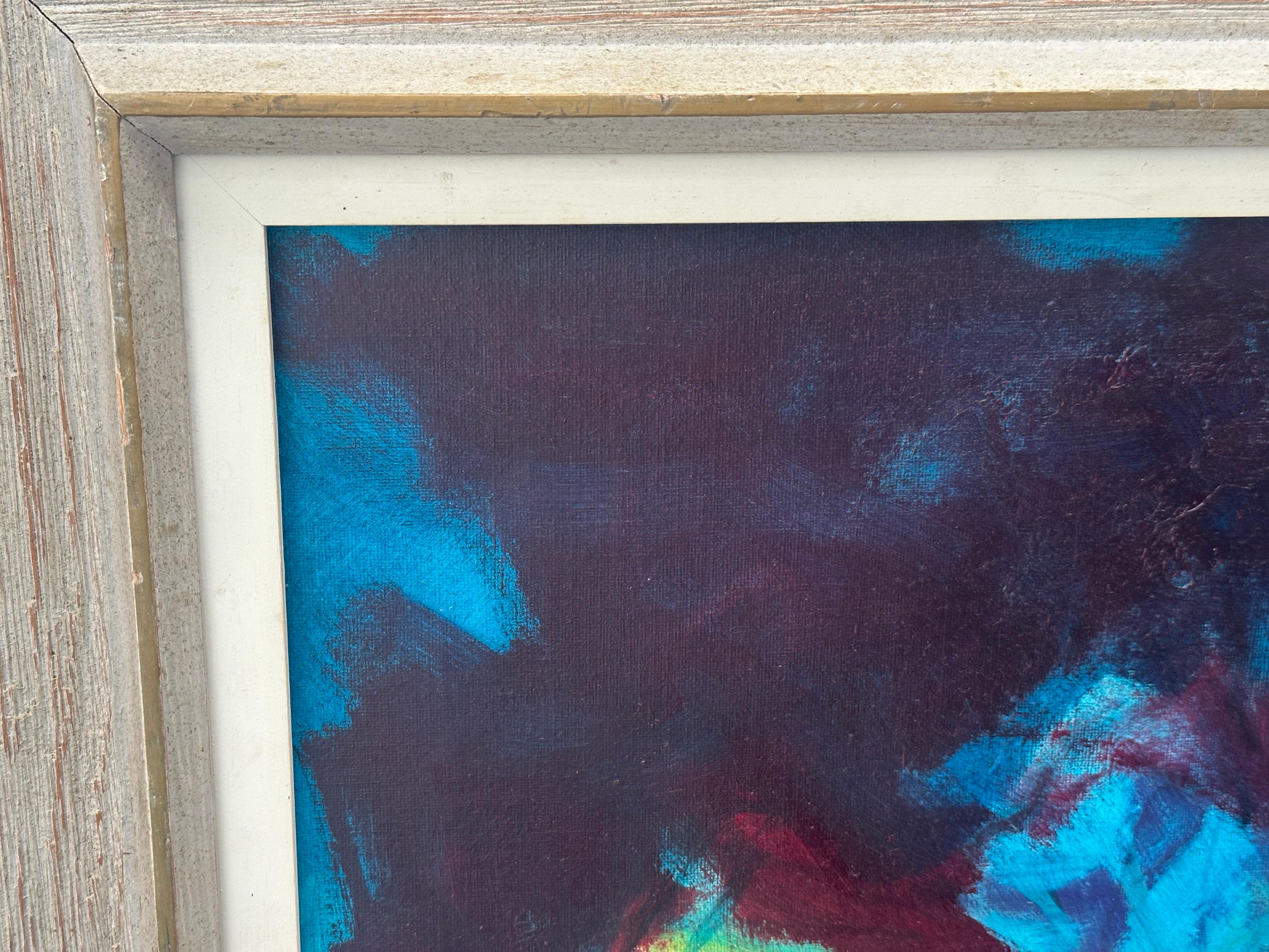 Beautiful ca. 1960-70 abstract painting in the style of Vietnamese artist, Hoi Lebadang (1921-2015)

Oil on canvas measures 22 x 28 inches. Framed measurement 29.5 x 33.5 inches.

Unsigned. Excellent condition.