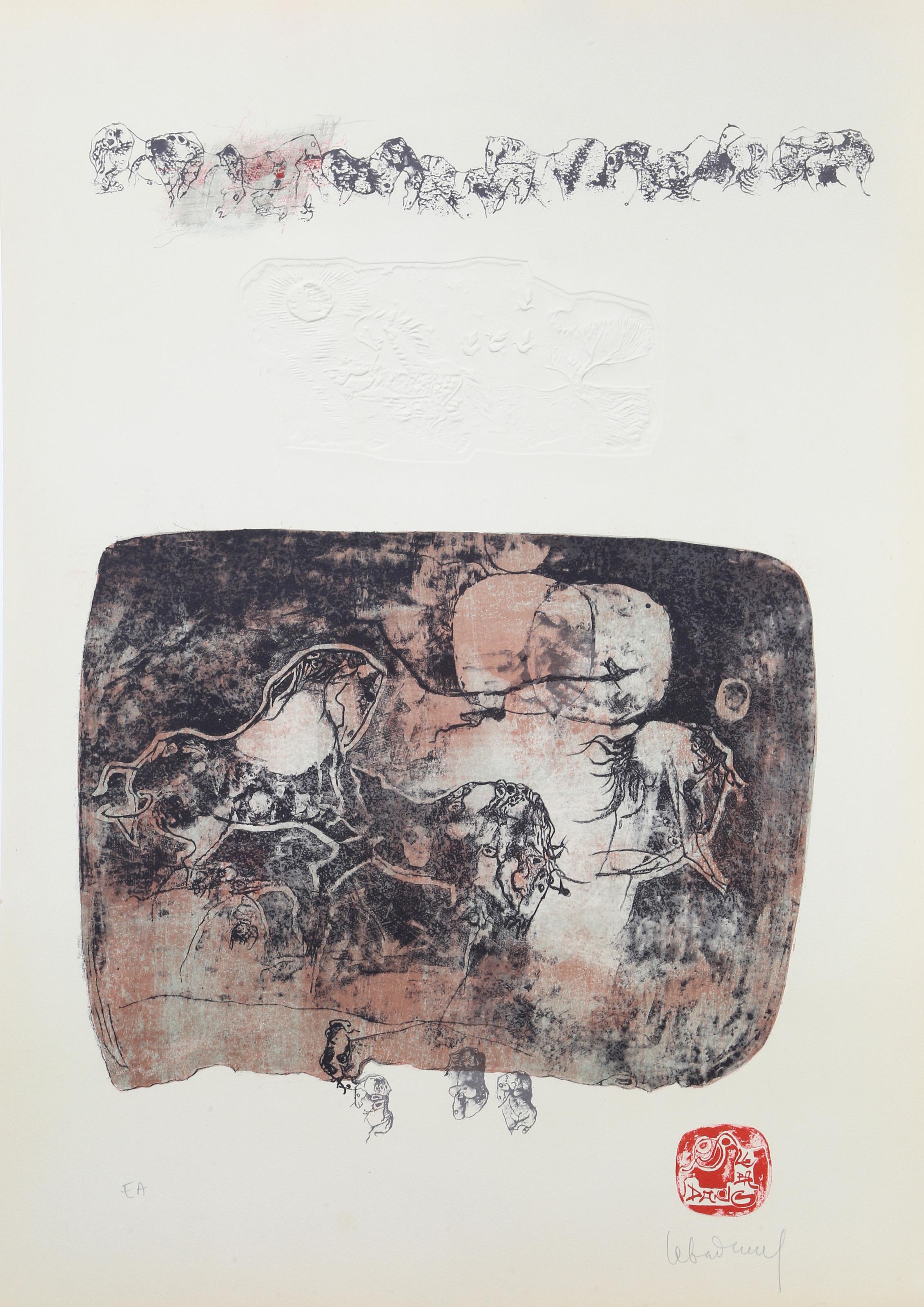 Lebadang (aka Hoi), Vietnamese (1922 - 2015) -  2 from the 10 Horses portfolio. Year: 1974, Medium: Lithograph with Embossing, signed in pencil, Edition: EA, Size: 30 x 21 in. (76 x 53 cm) 