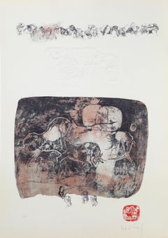 2 from the 10 Horses portfolio, Lithograph by Hoi Lebadang