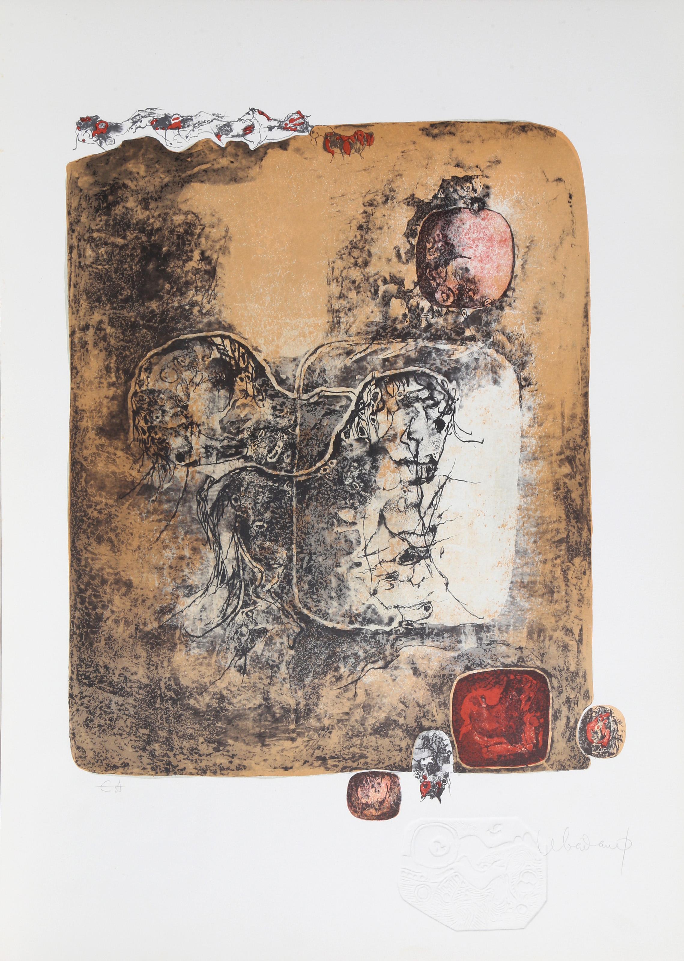 Lebadang (alias Hoi), Vietnamese (1922 - 2015) -  6 aus dem 10-Pferde-Portfolio. Jahr: 1974, Medium: Lithographie mit Prägung, mit Bleistift signiert, Auflage: EA, Größe: 30 x 21 in. (76 x 53 cm) 