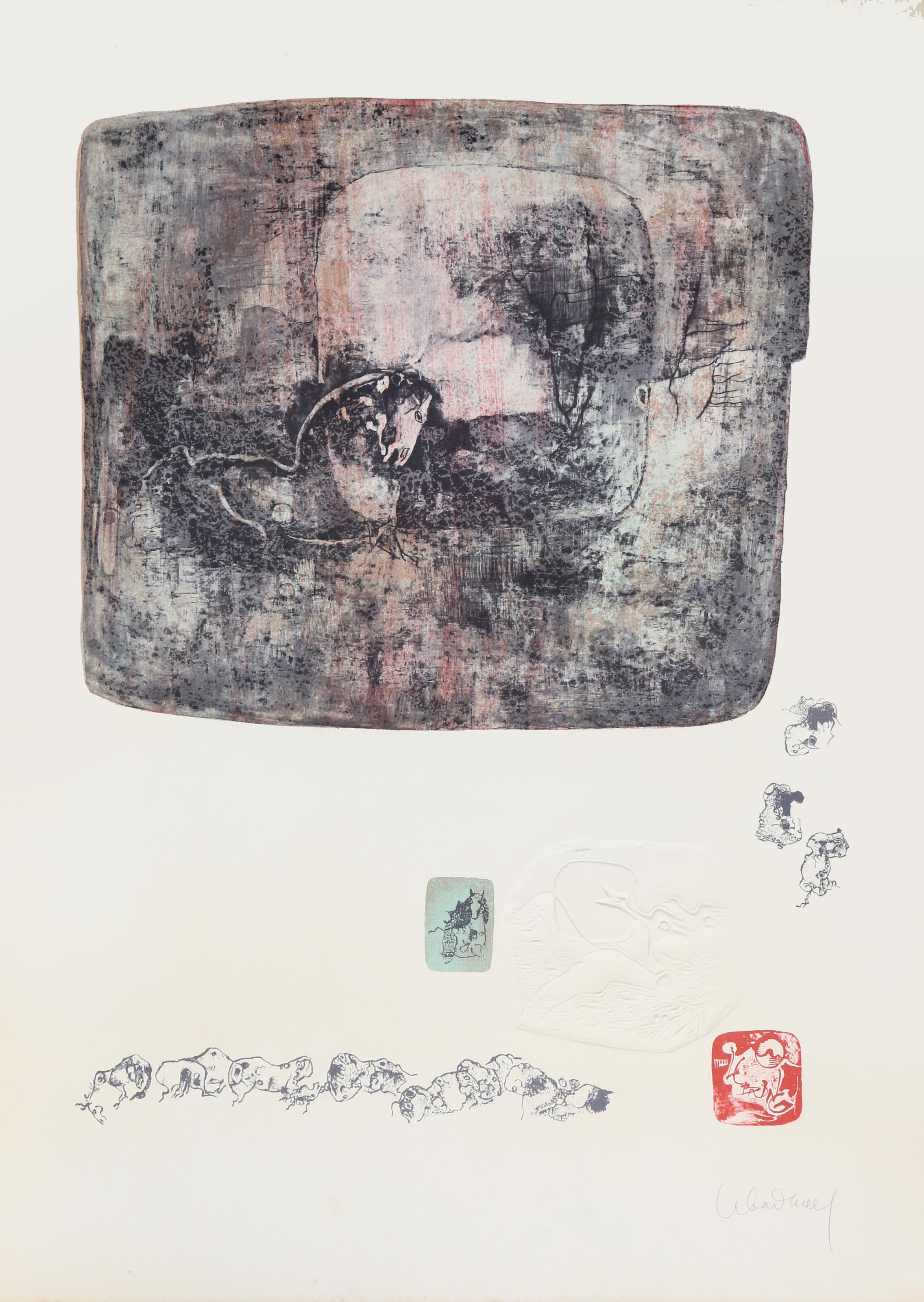 Lebadang (aka Hoi), Vietnamese (1922 - 2015) -  9 from the 10 Horses portfolio. Year: 1974, Medium: Lithograph with Embossing, signed in pencil, Edition: EA, Size: 30 x 21 in. (76 x 53 cm) 