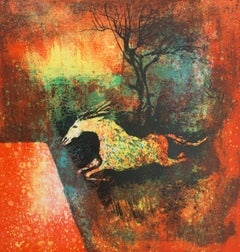 Abstract Horse Lithograph, Limited Edition Artist Signed Print