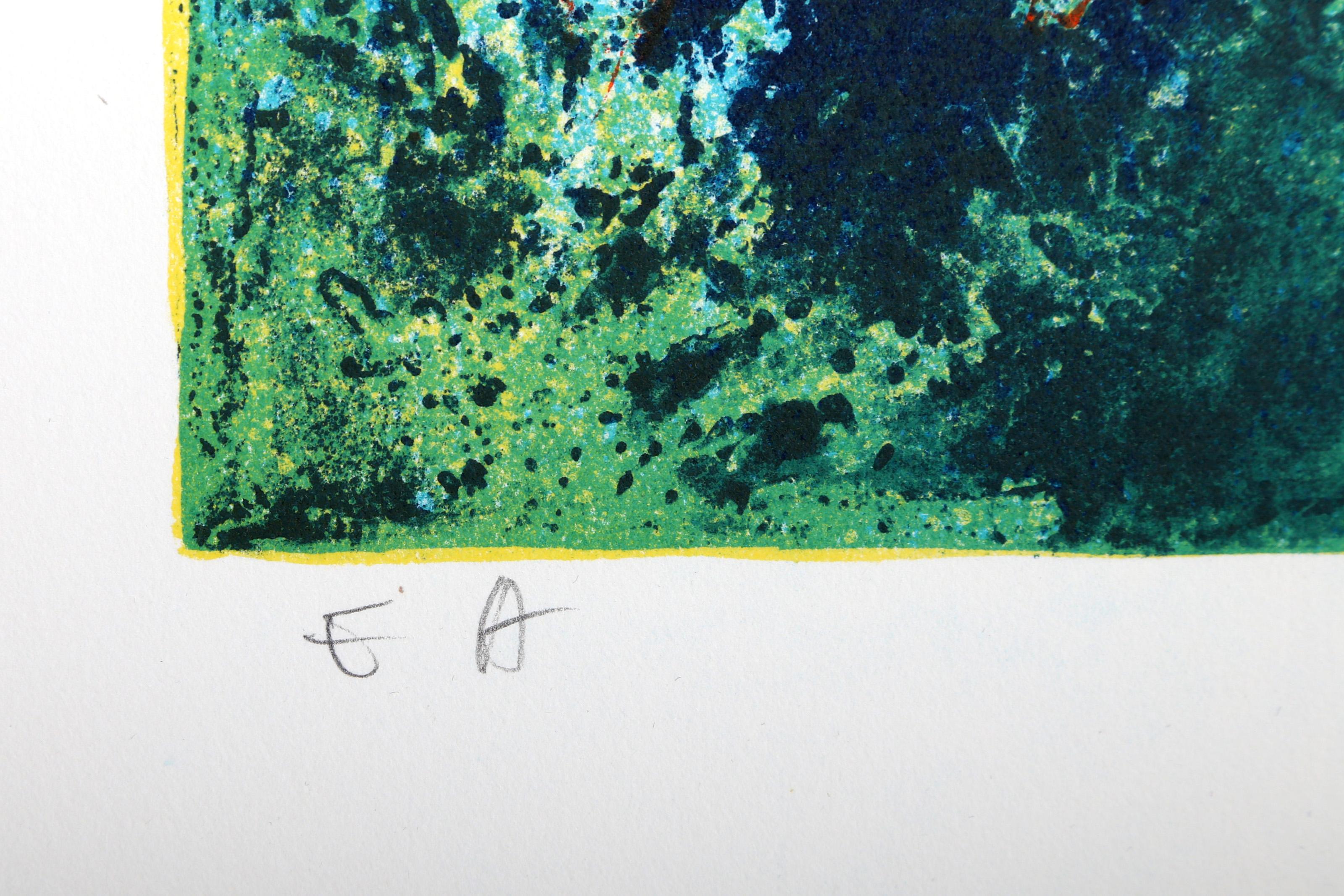 Birds, Abstract Expressionist Lithograph by Hoi Lebadang For Sale 2