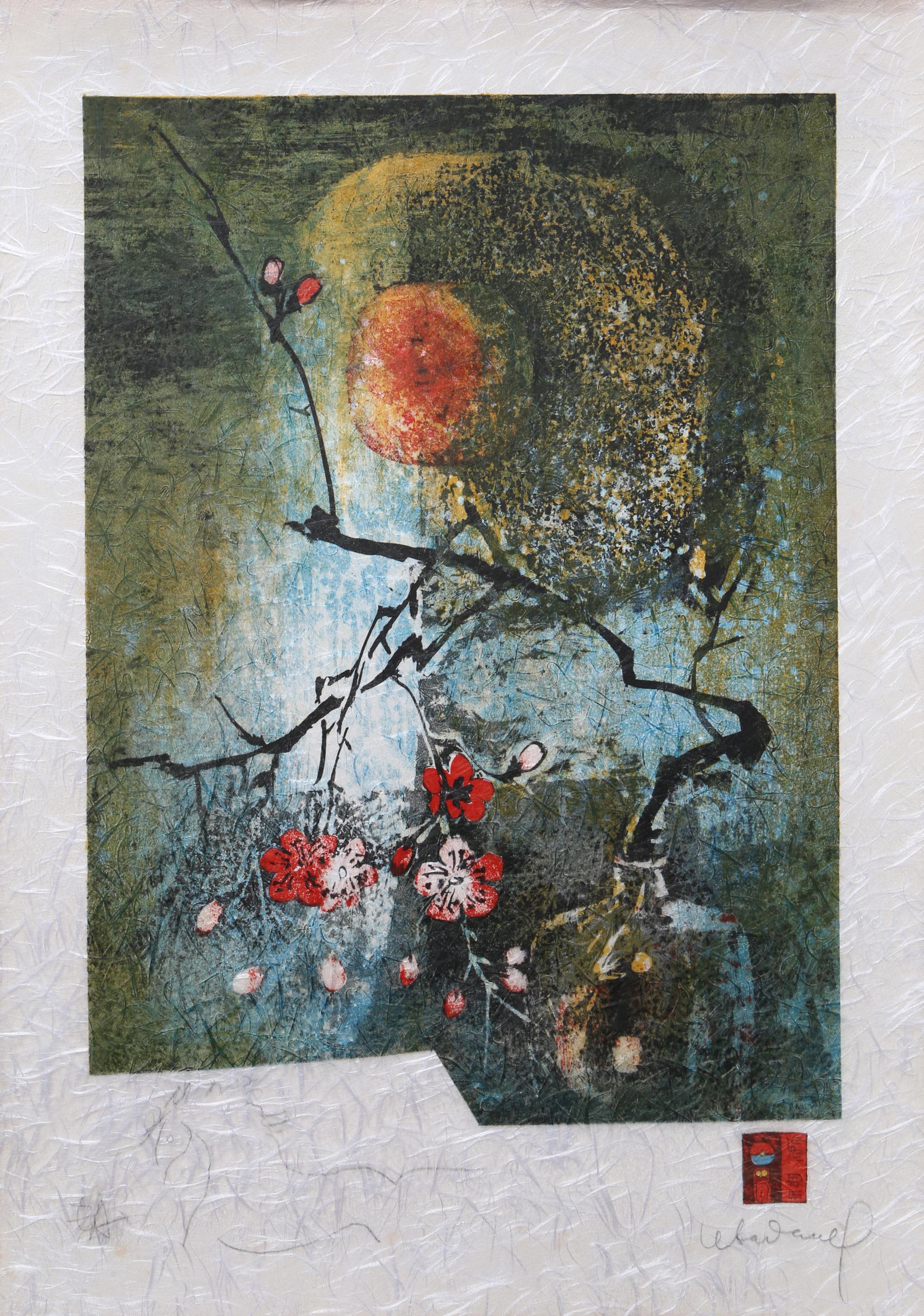 Lebadang (aka Hoi), Vietnamese (1922 - 2015) -  Cherry Blossoms. Year: circa 1970, Medium: Lithograph on Handmade paper, signed in pencil, Edition: EA, Size: 29 x 21 in. (73.66 x 53.34 cm) 