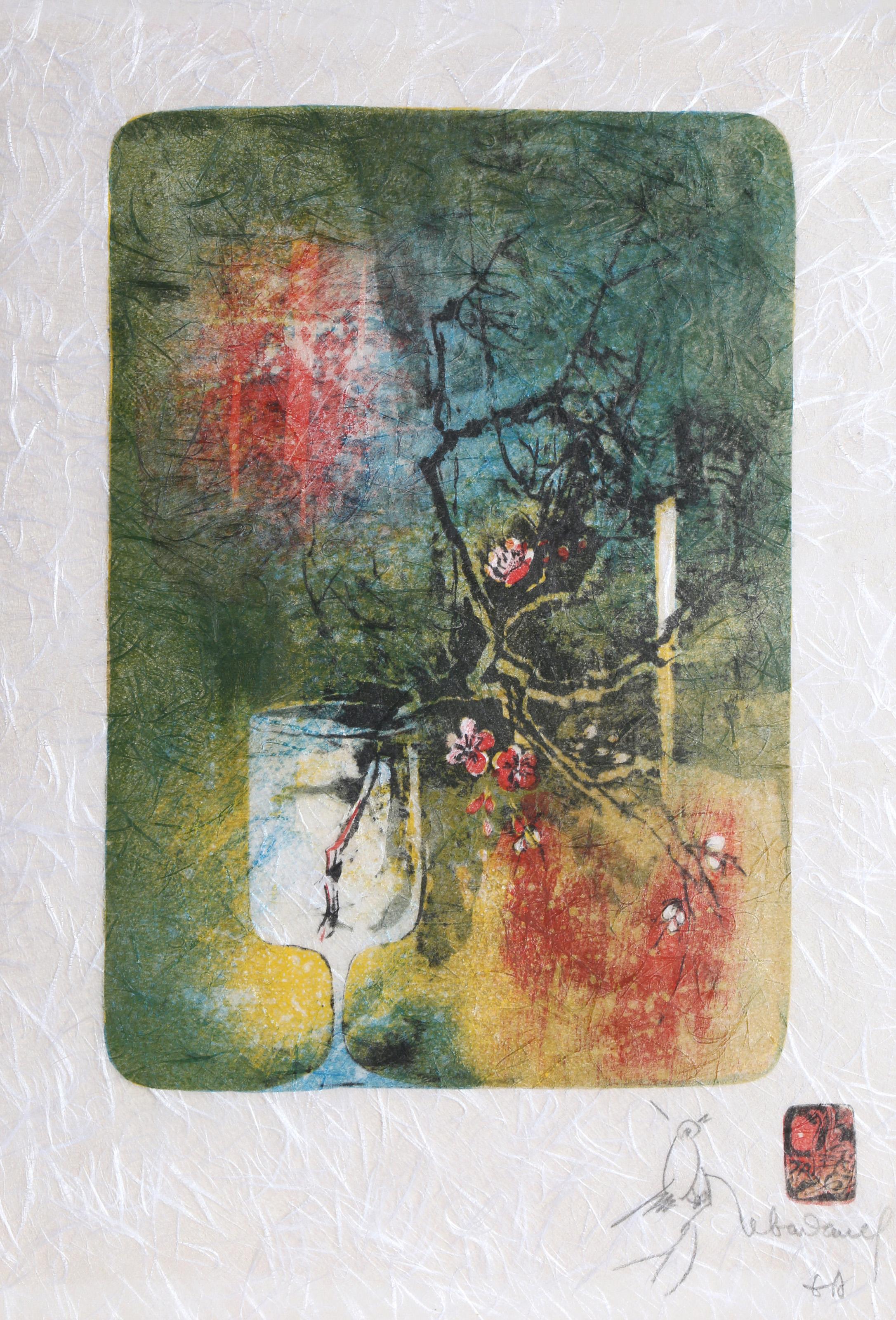 Hoi Lebadang (alias Hoi), vietnamita (1922 - 2015) -  Ballerina con vetro. Anno: circa 1970, Medium: Litografia su Japon, montata su Arches, firmata a matita, Edizione: EA, Dimensioni: 22  x 15 pollici (55,88  x 38.1 cm) 
