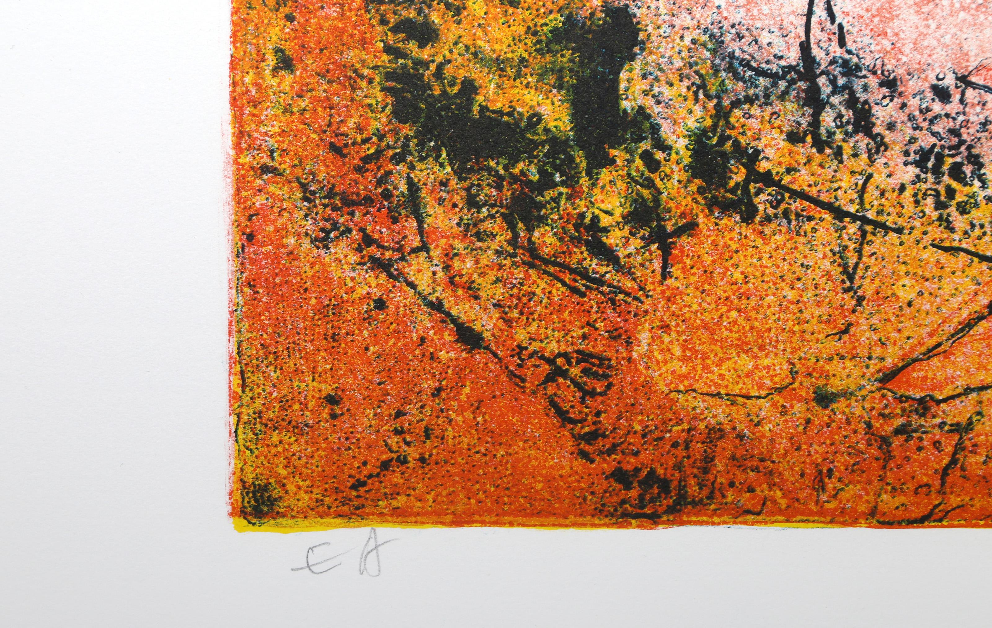 Docked Boats 3, Abstract Expressionist Lithograph by Hoi Lebadang For Sale 2