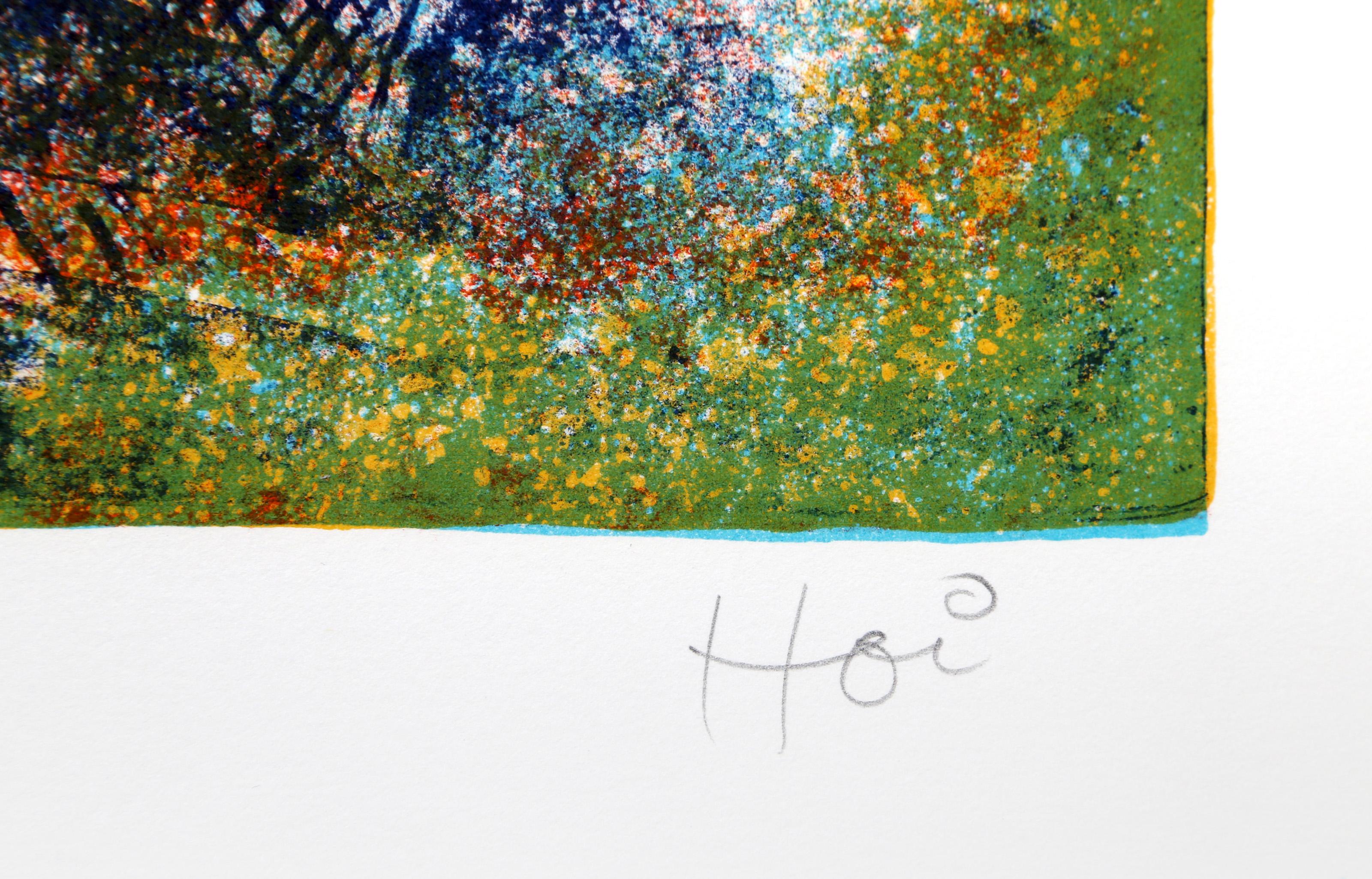 Docked Boats 5, Abstract Expressionist Lithograph by Hoi Lebadang For Sale 3